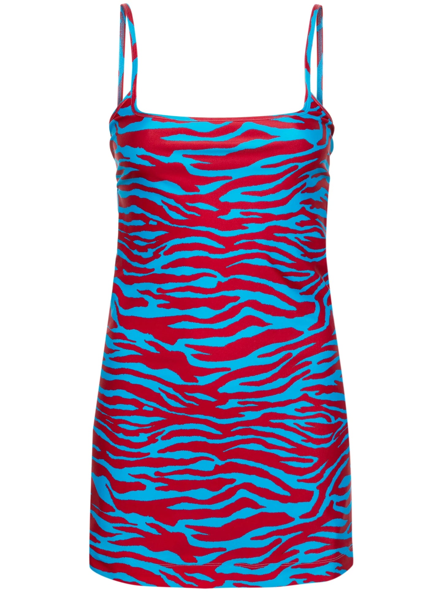 zebra-print open-back minidress