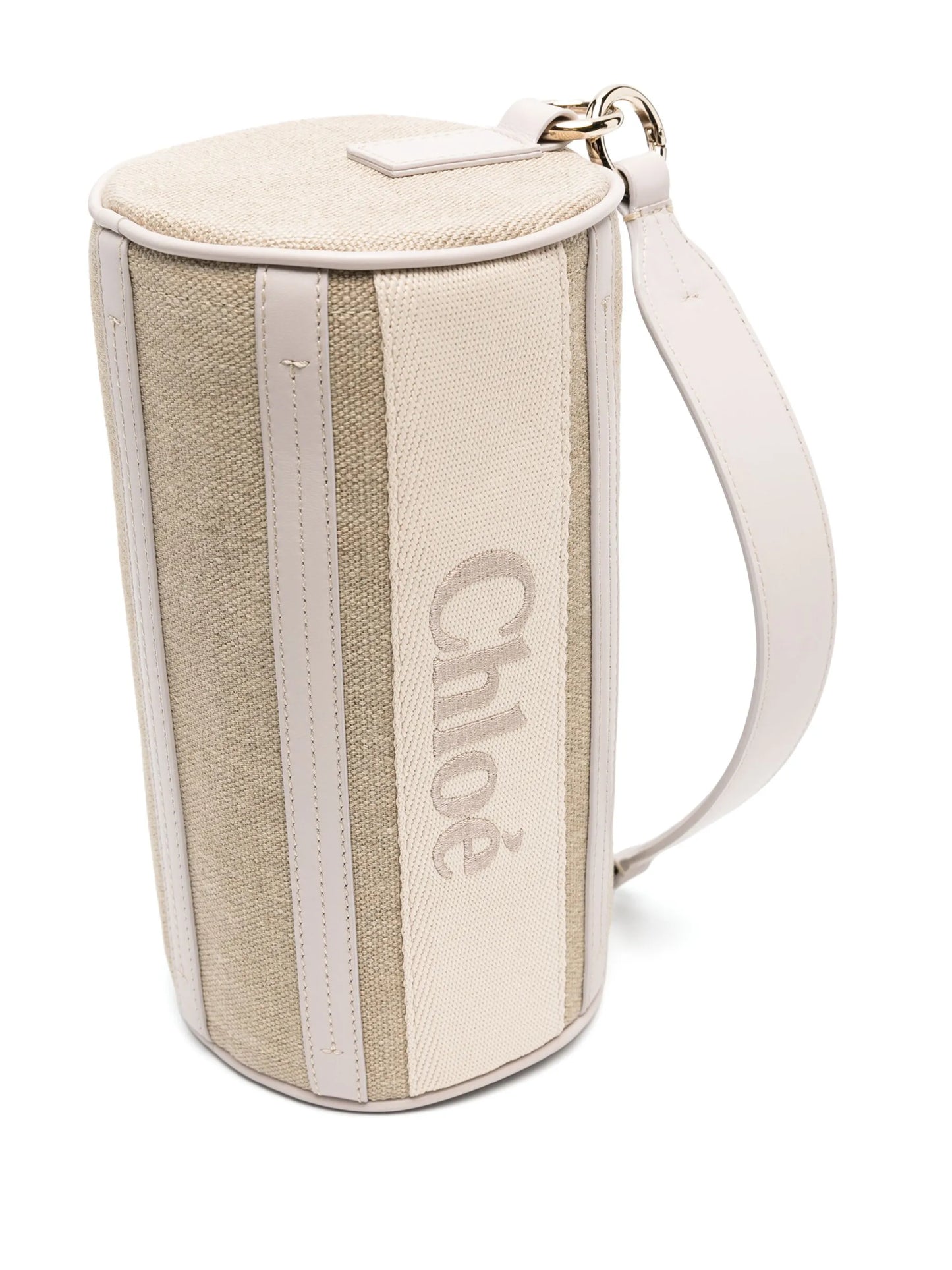 Tube linen shoulder bag