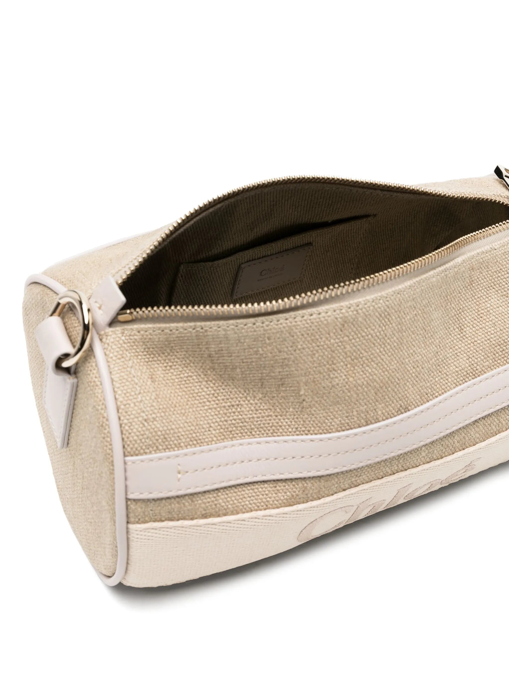 Tube linen shoulder bag