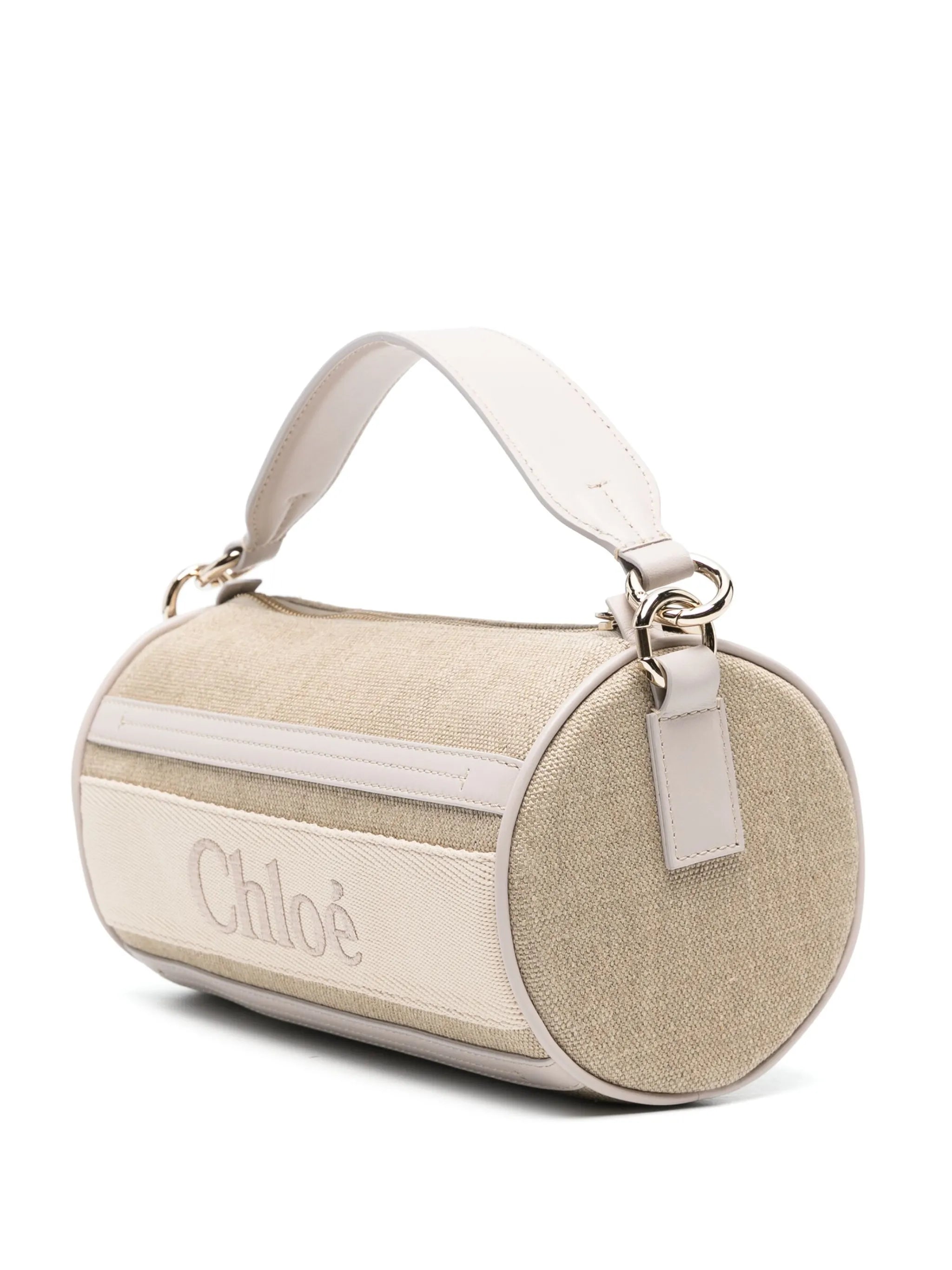 Tube linen shoulder bag