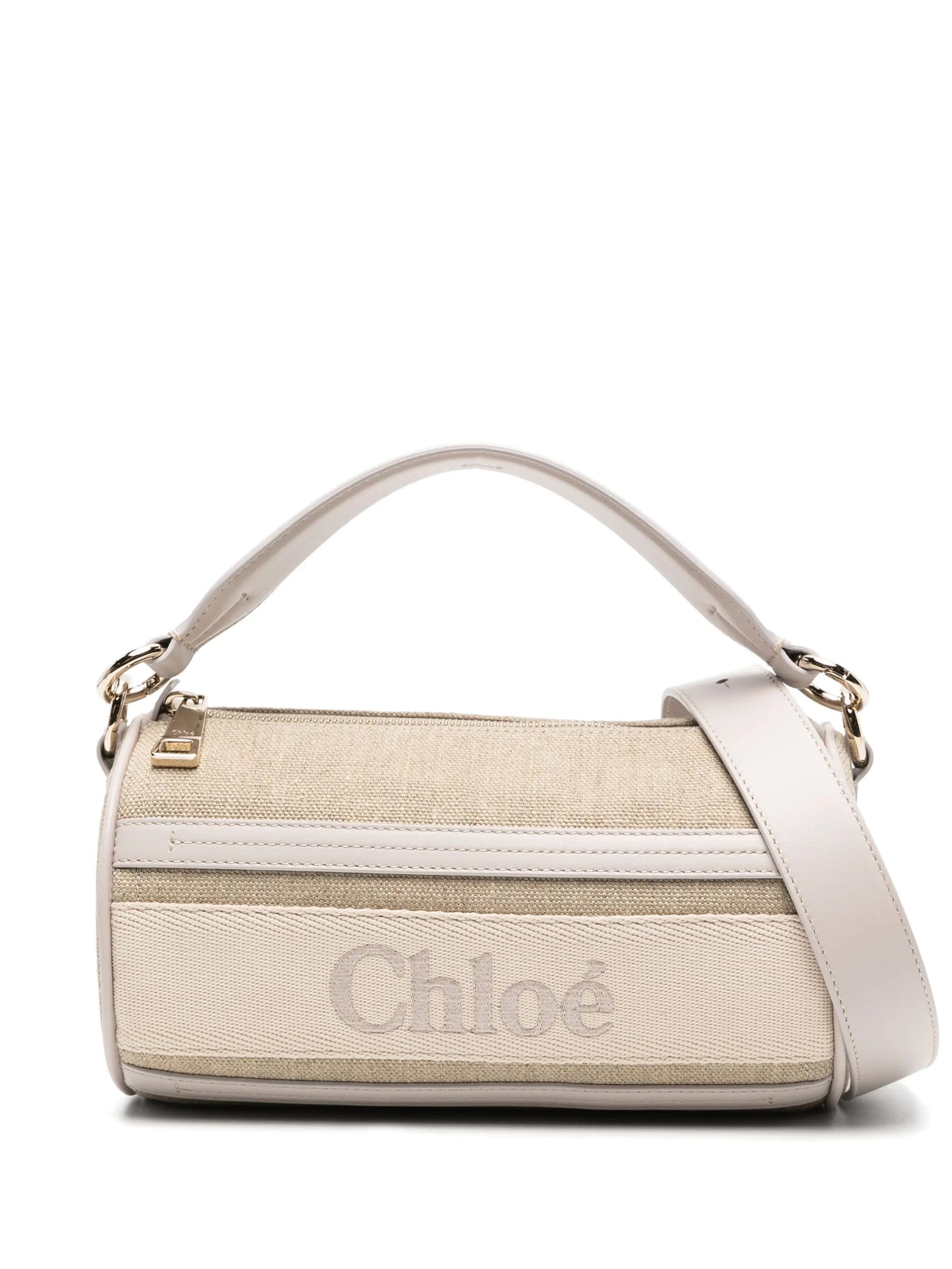 Tube linen shoulder bag