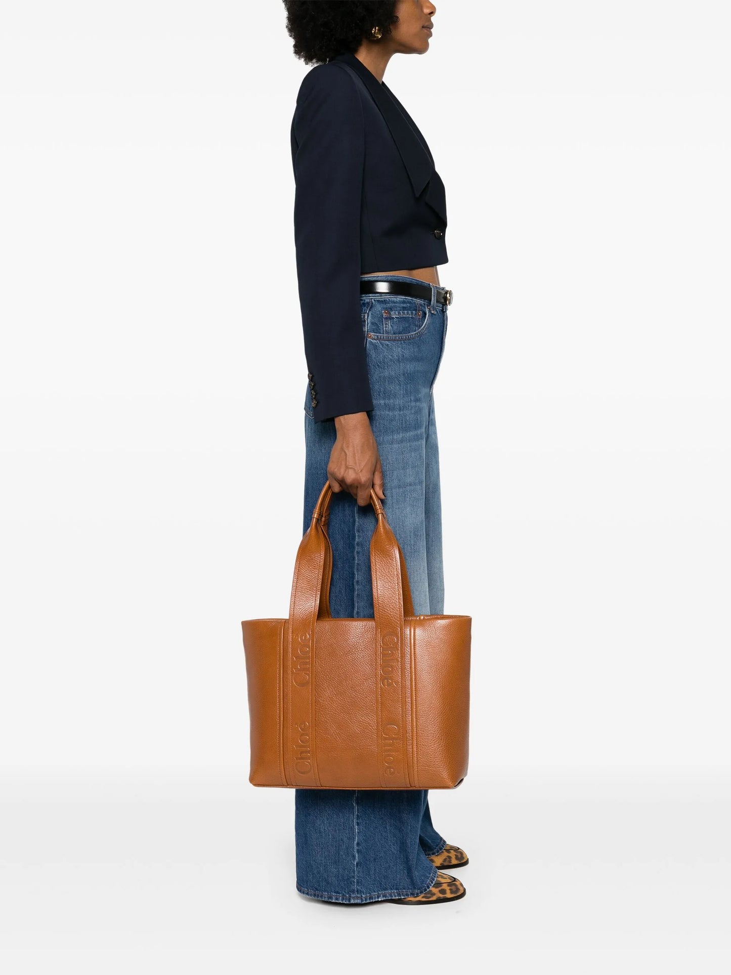 Woody leather tote bag