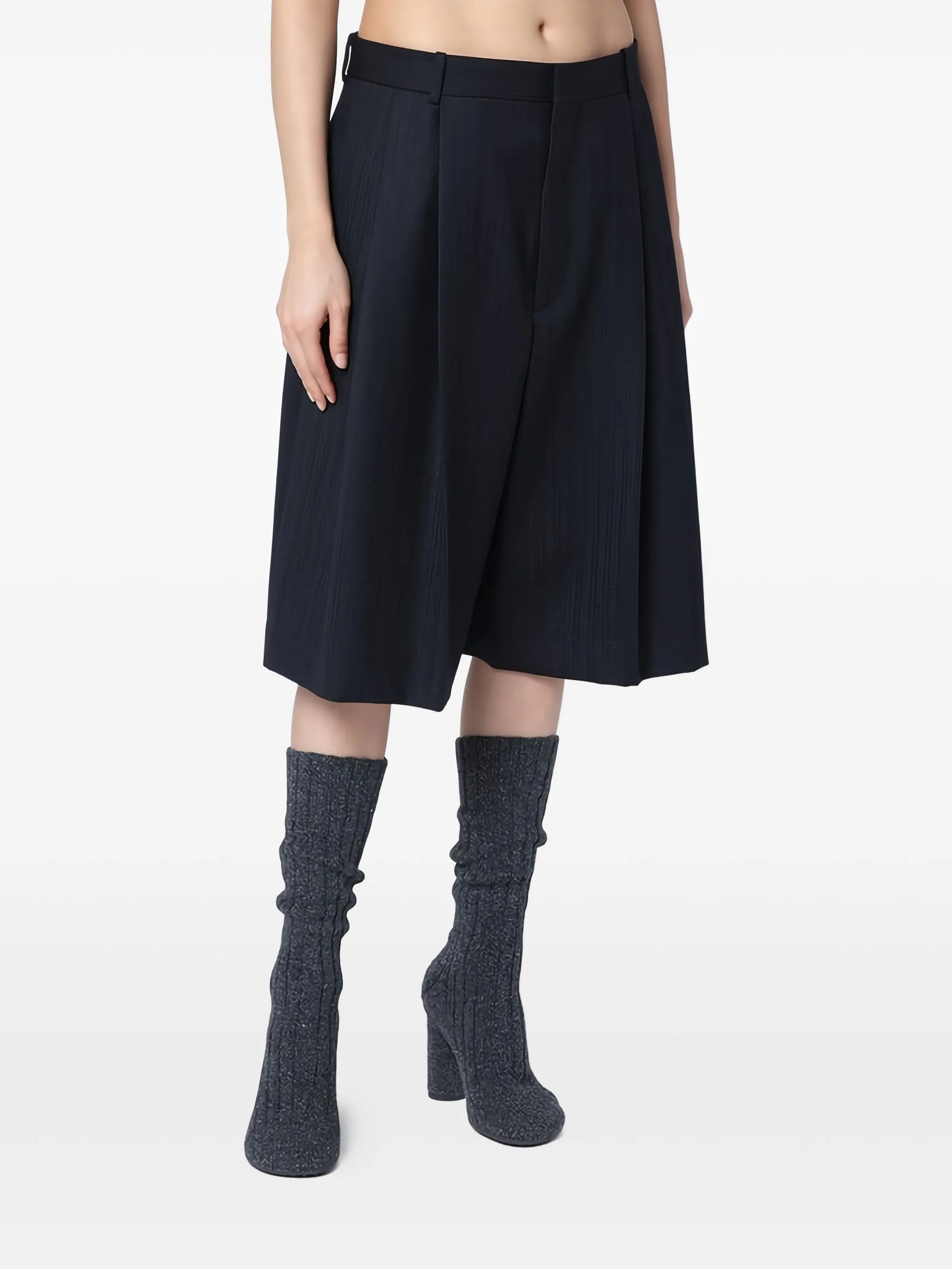 striped wool shorts