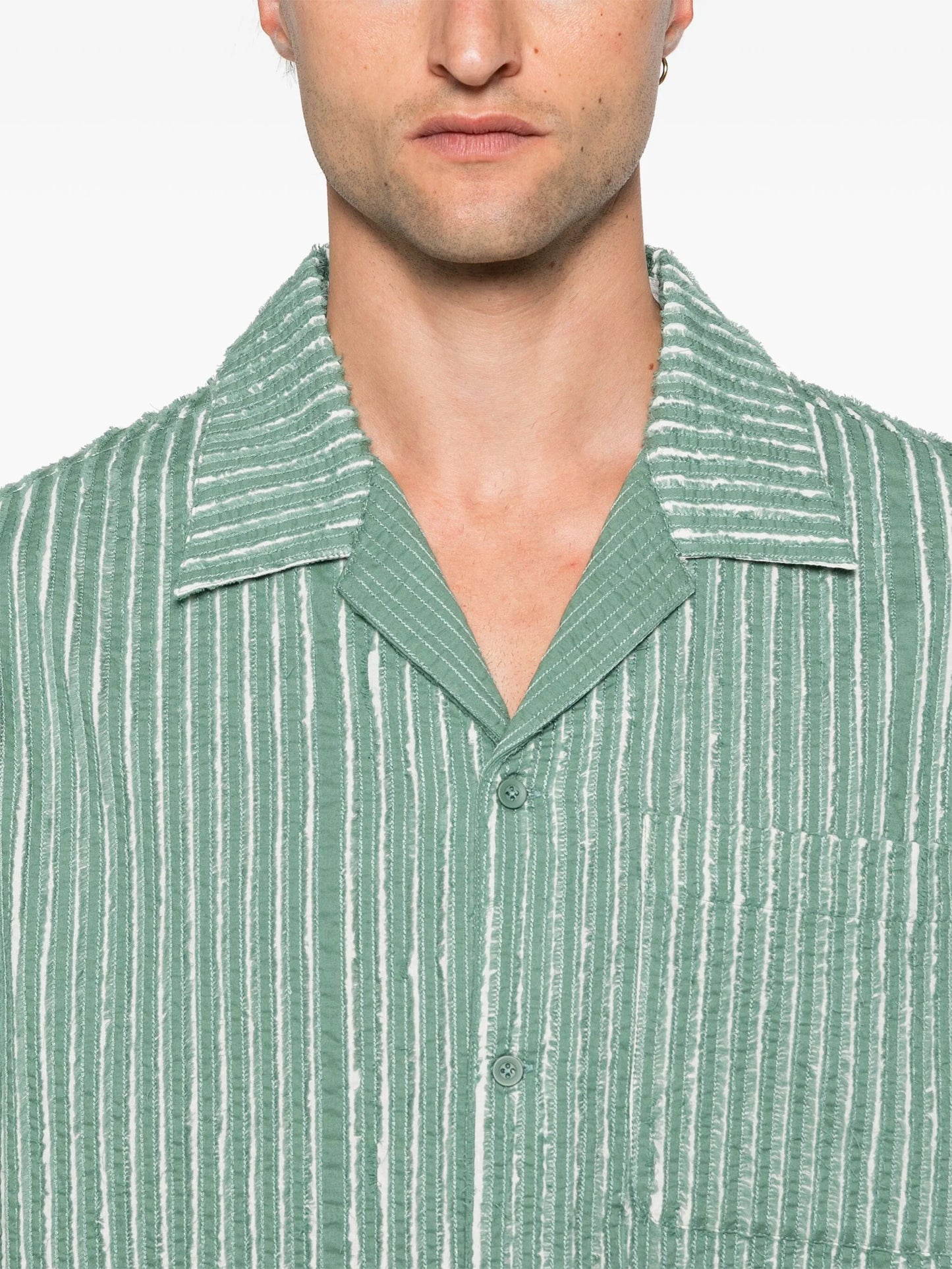 hand-frayed striped shirt