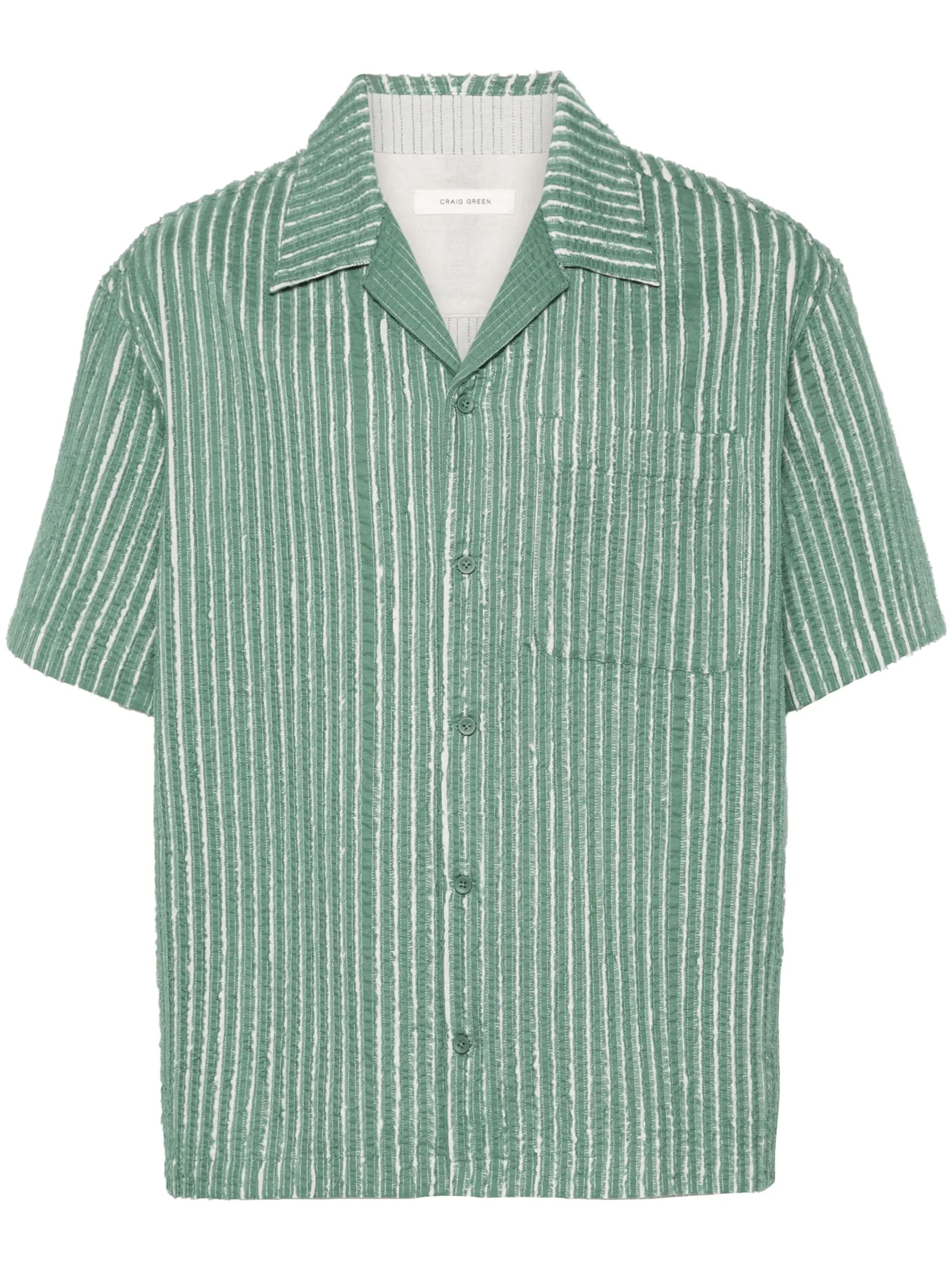 hand-frayed striped shirt