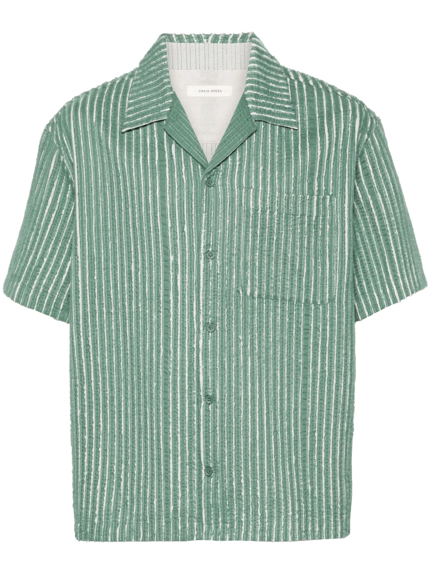 hand-frayed striped shirt