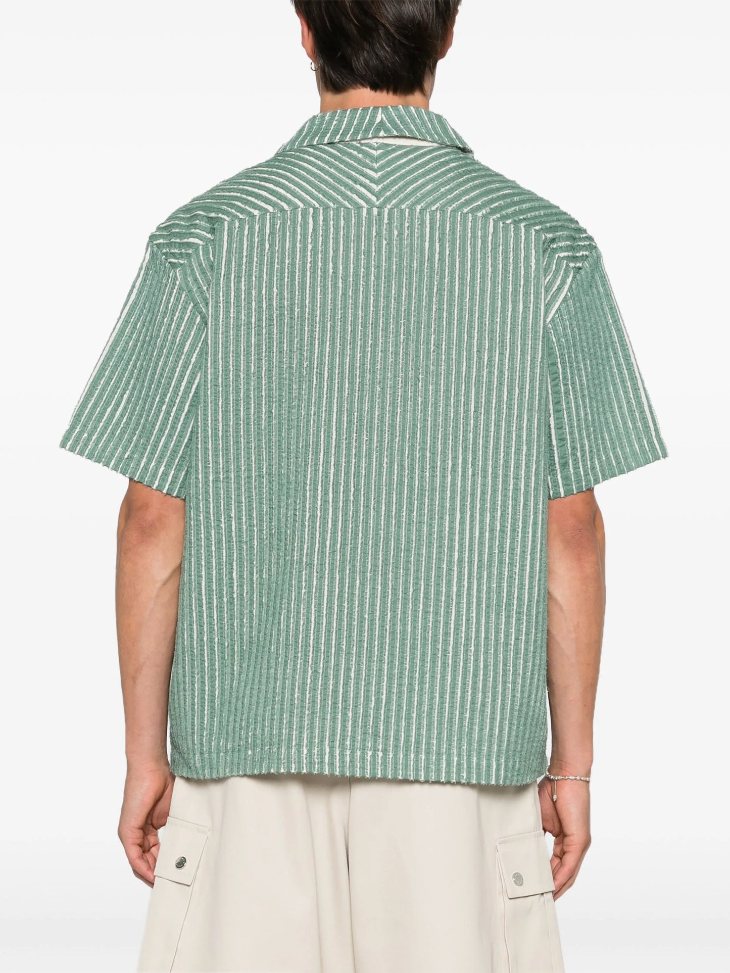 hand-frayed striped shirt