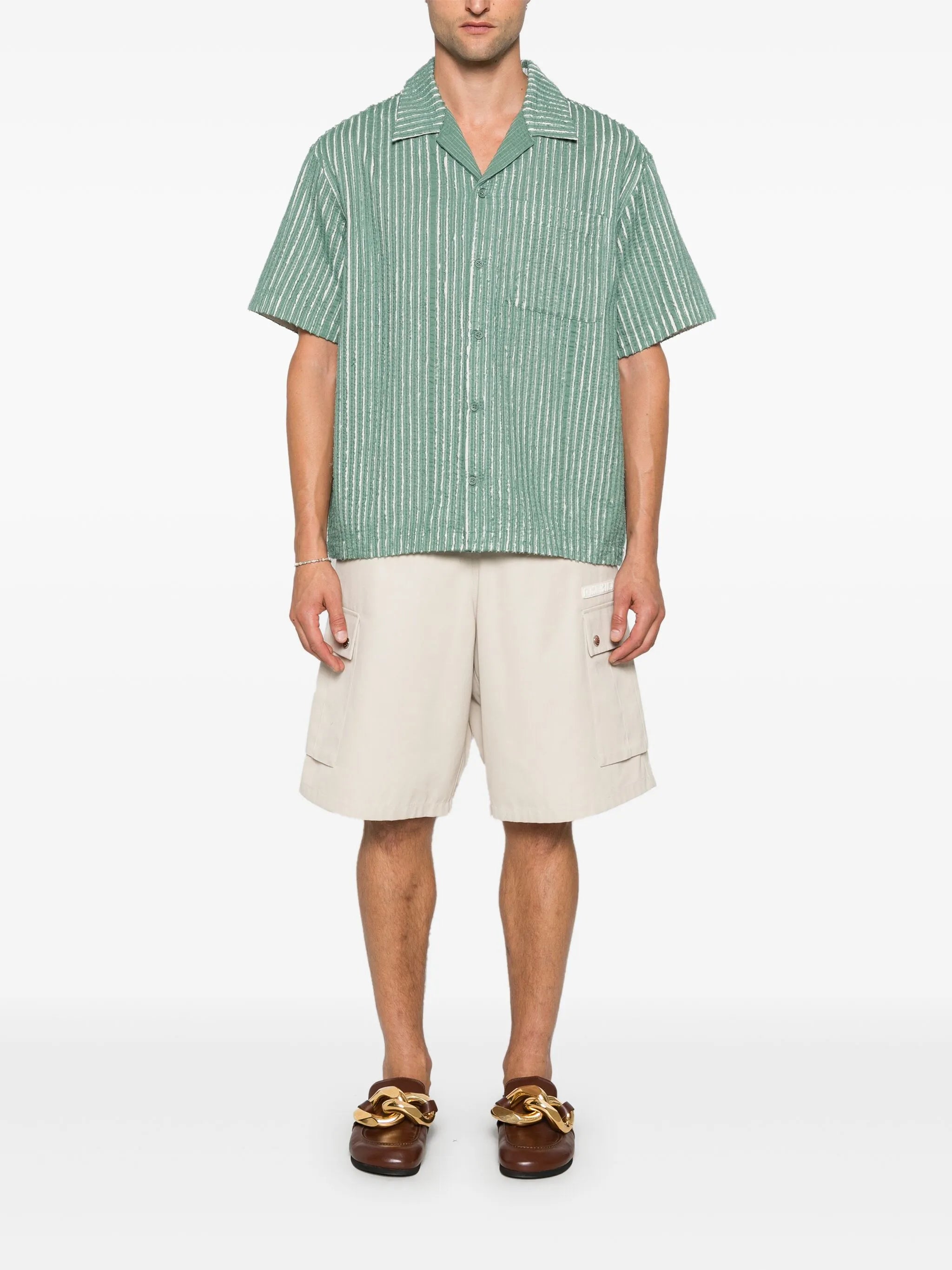 hand-frayed striped shirt