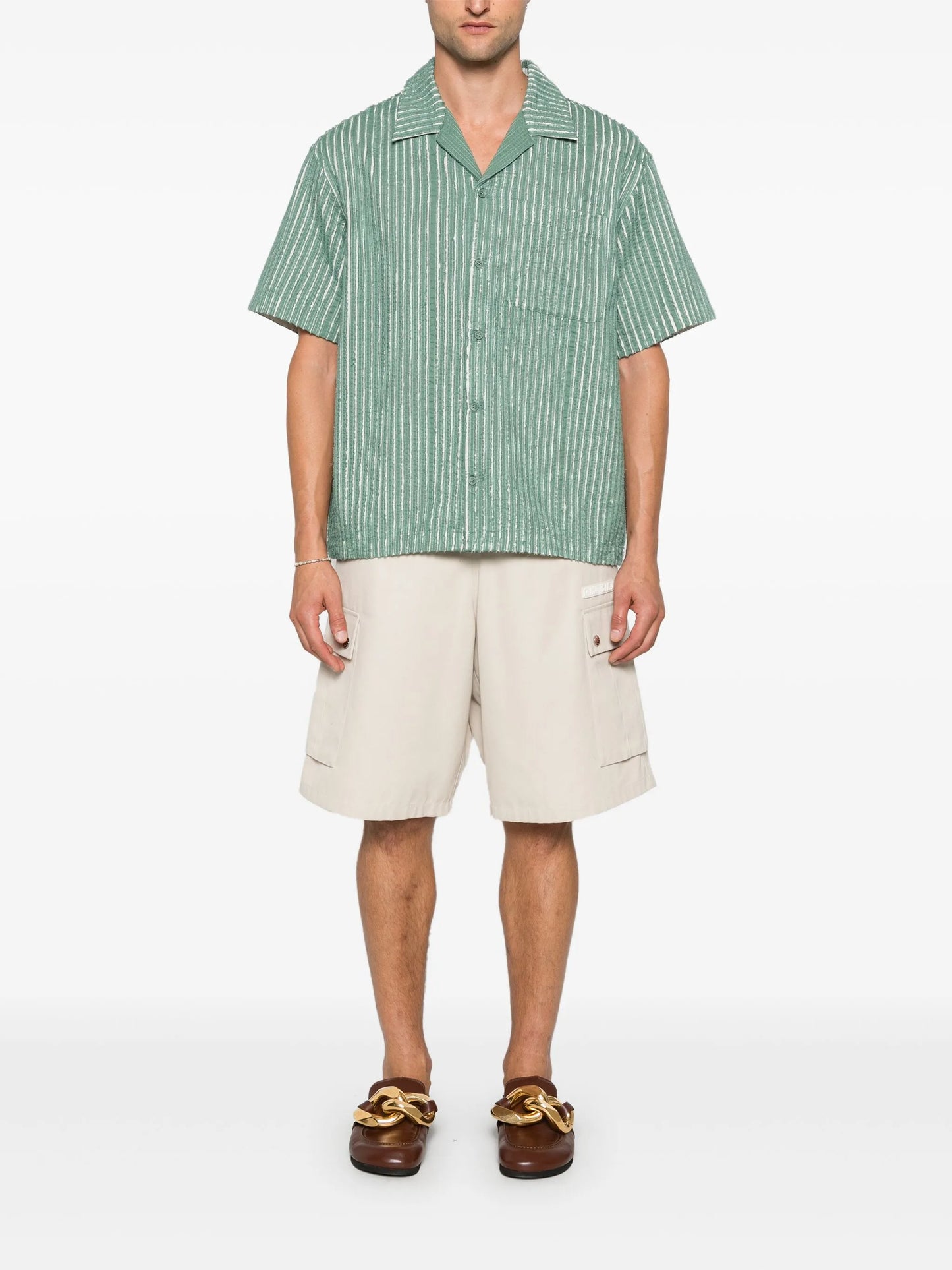 hand-frayed striped shirt