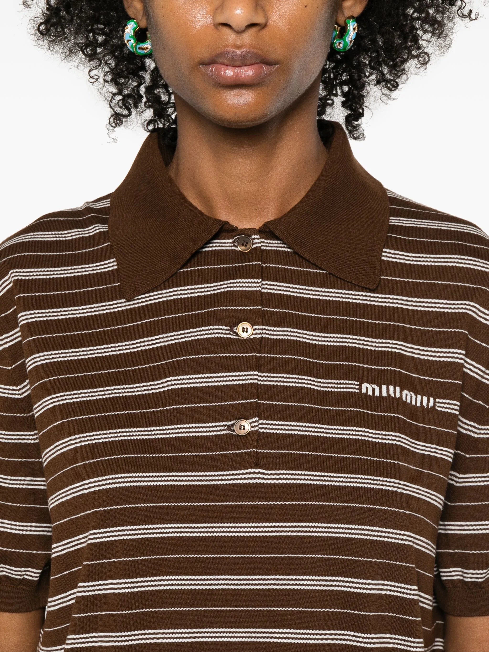 striped knitted polo top