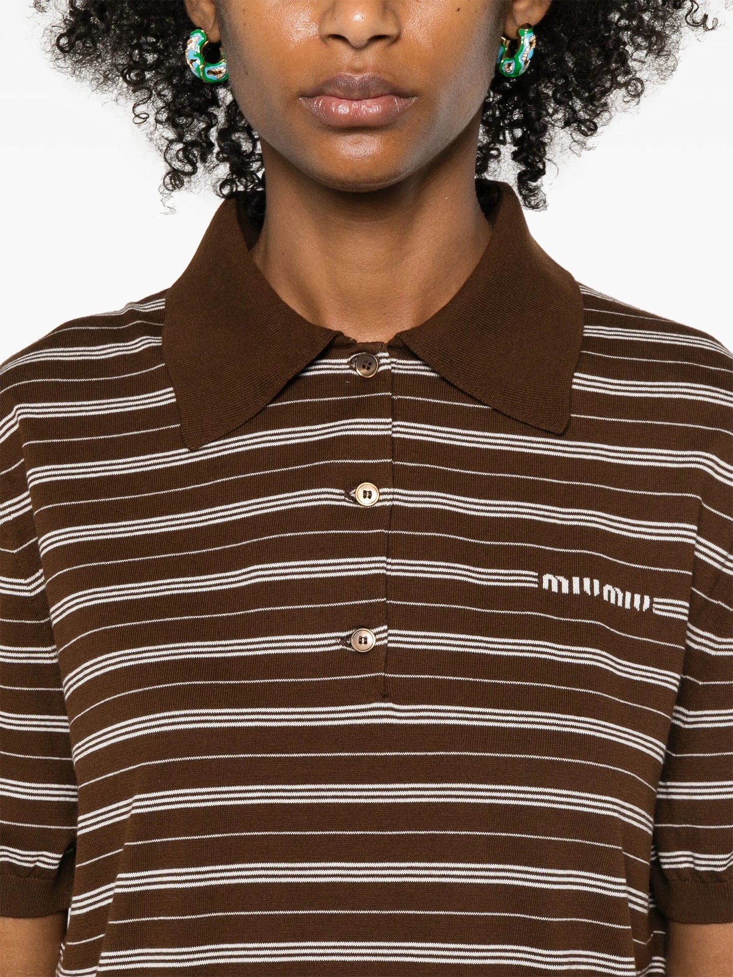 striped knitted polo top