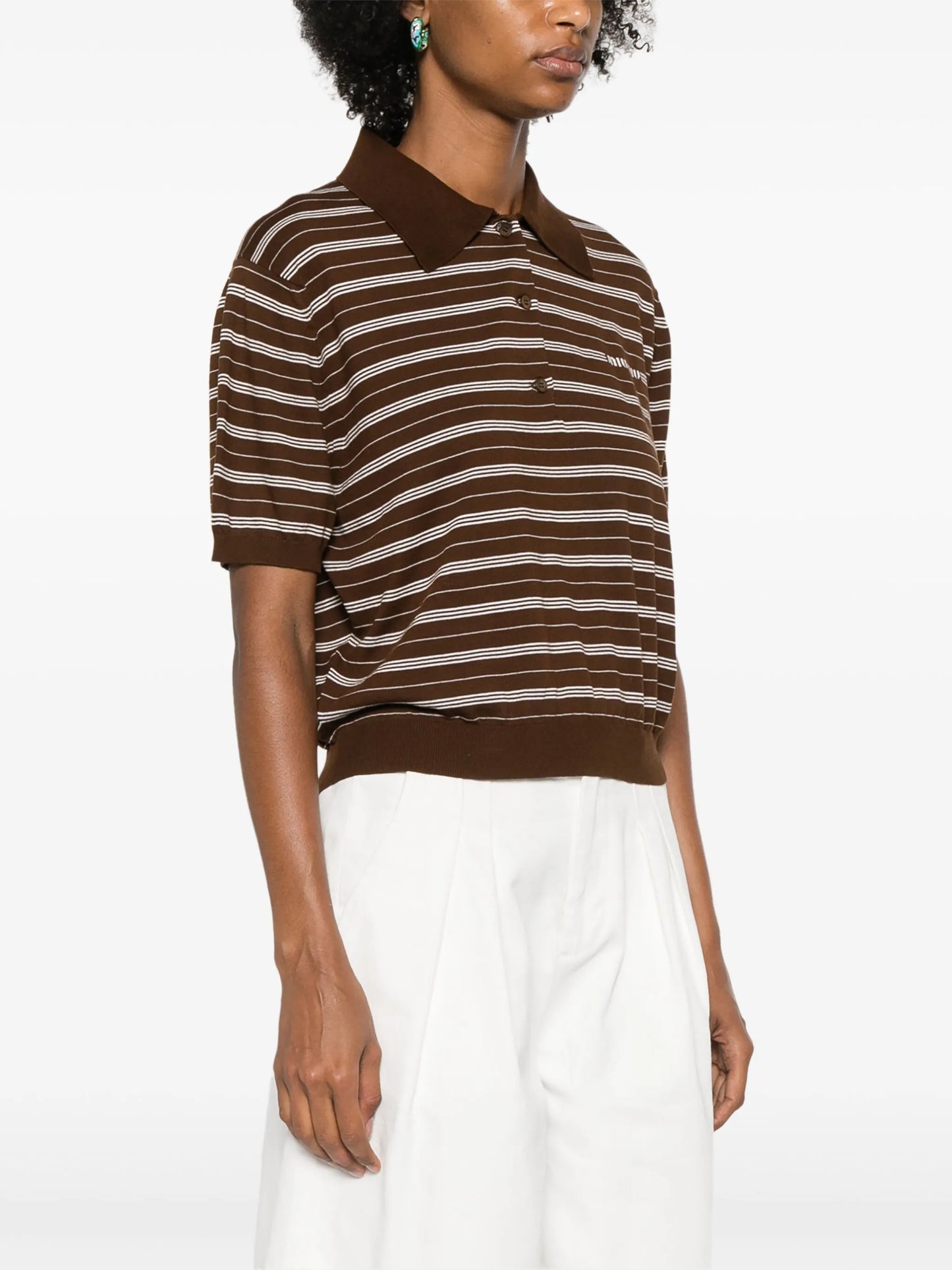 striped knitted polo top