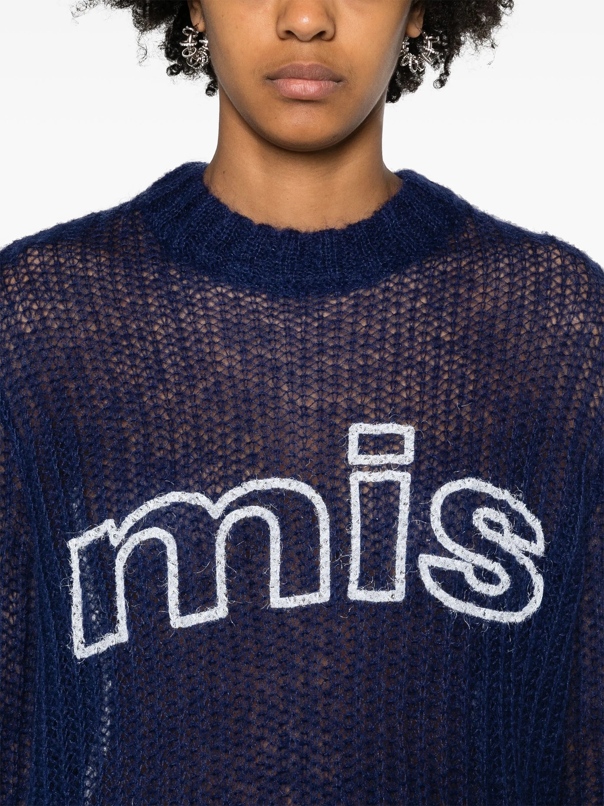 logo-print open-knit jumper