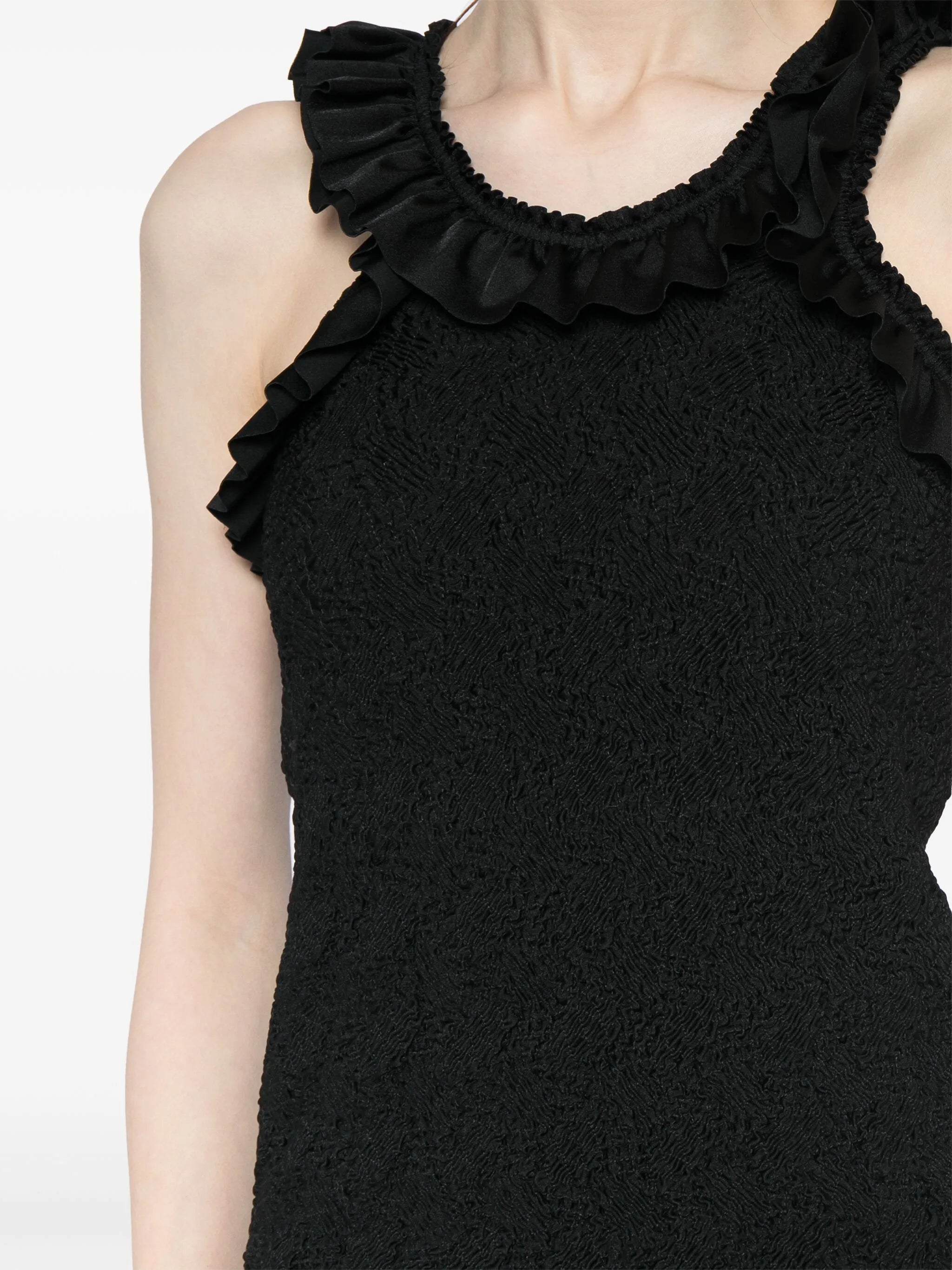 ruffle-hem smocked mini dress