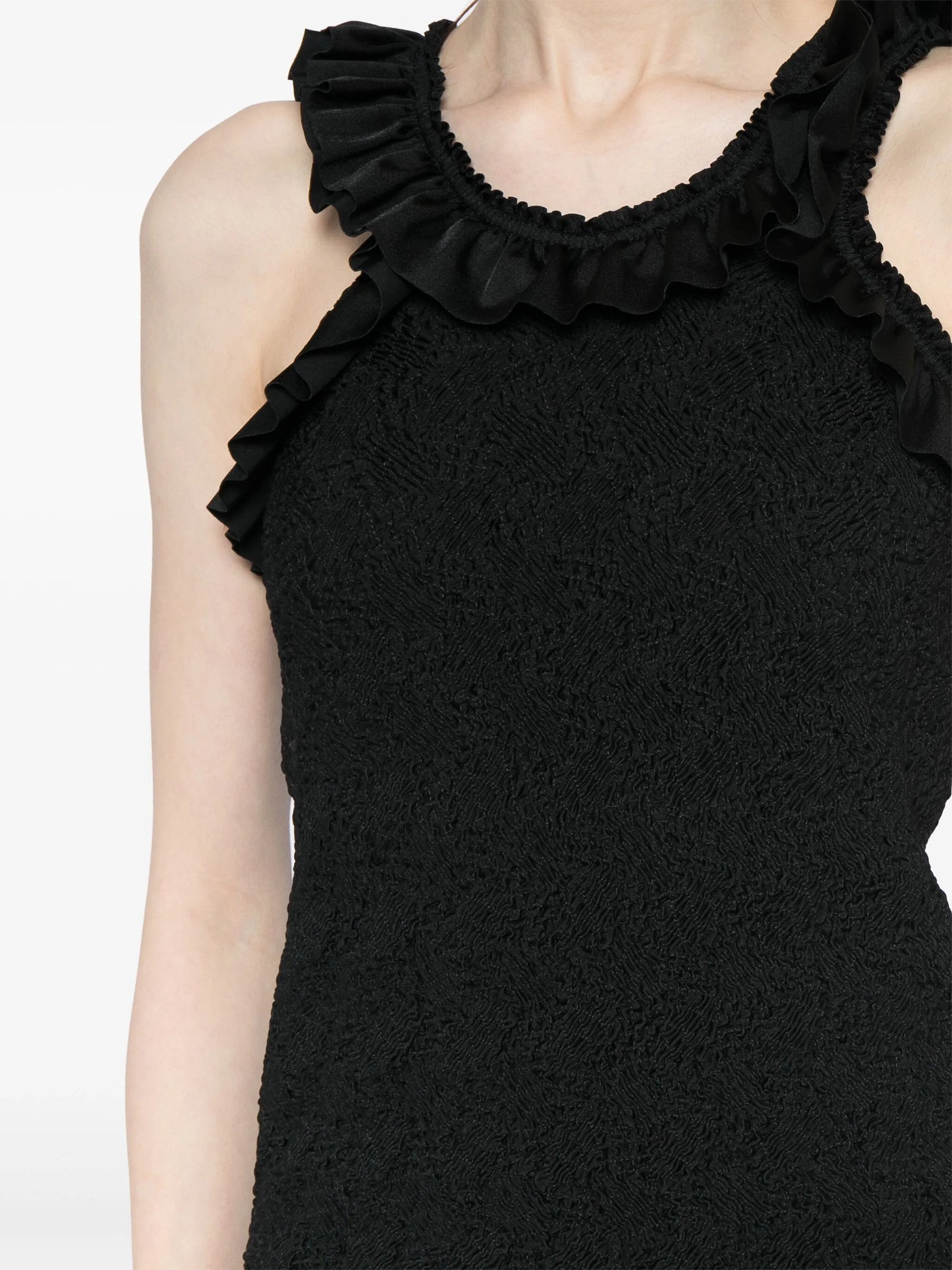 ruffle-hem smocked mini dress