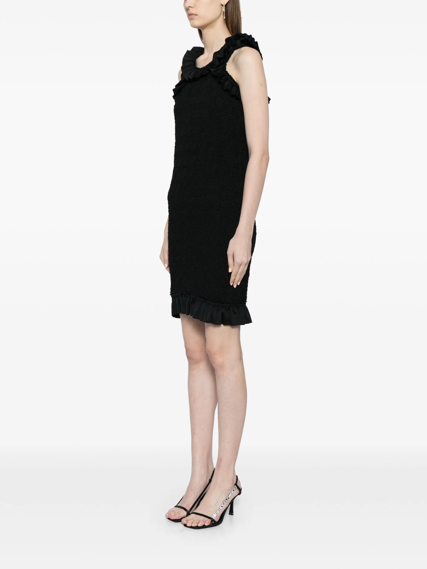 ruffle-hem smocked mini dress