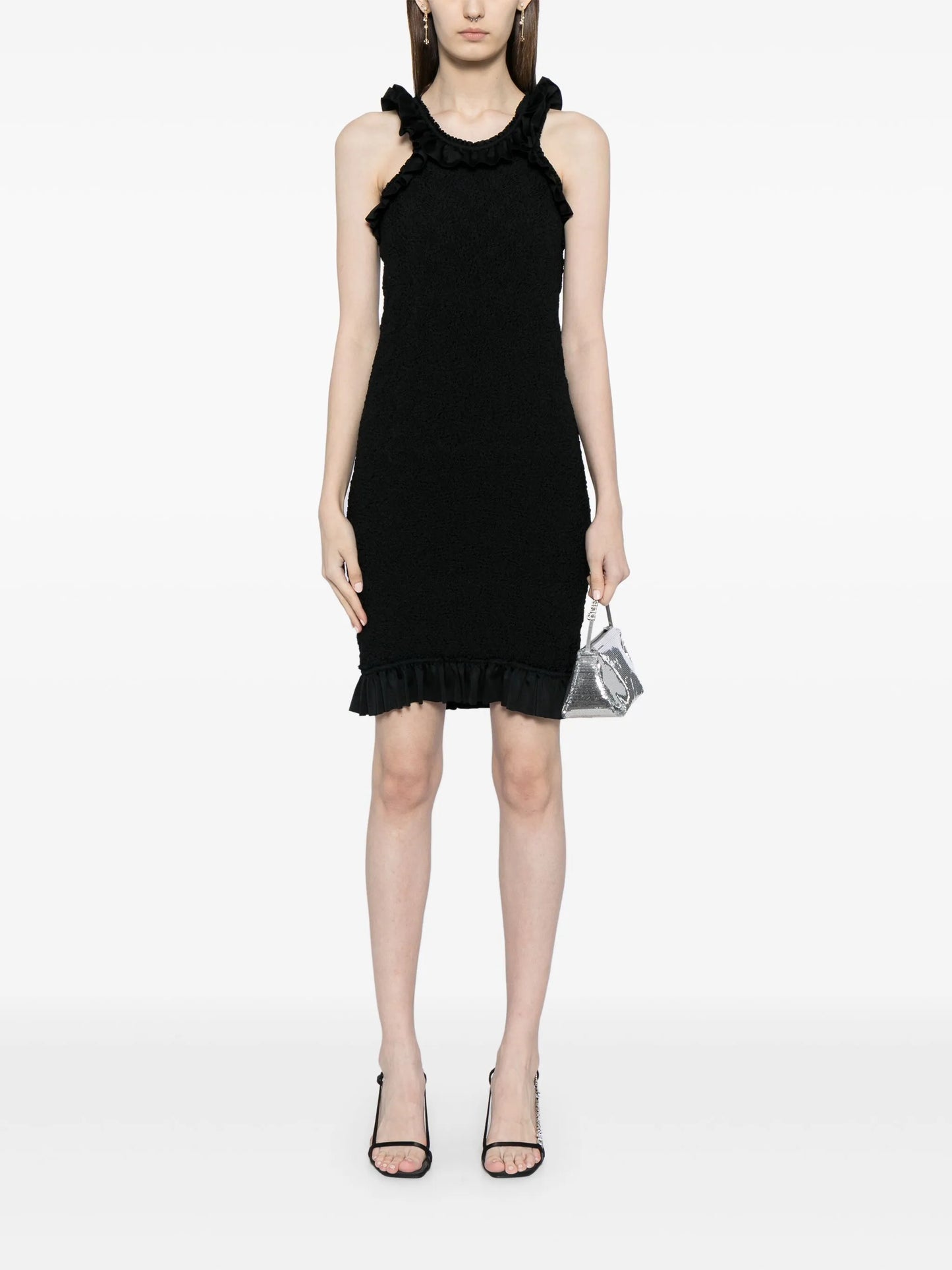 ruffle-hem smocked mini dress