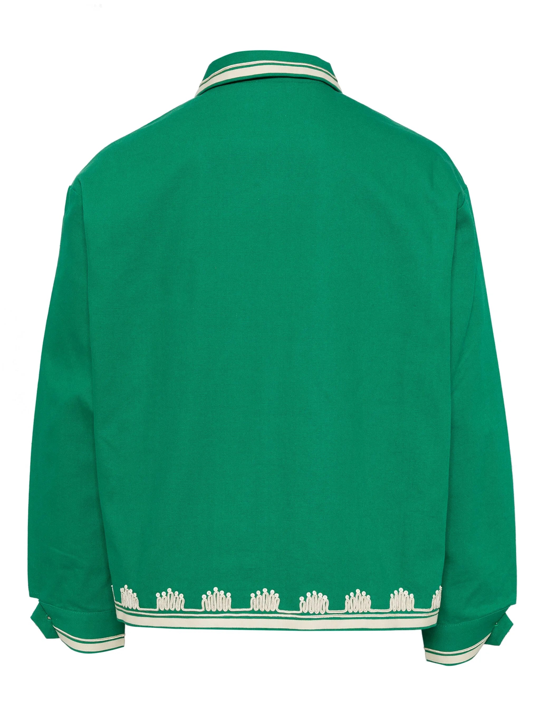Ripple-appliqué zip-up shirt jacket