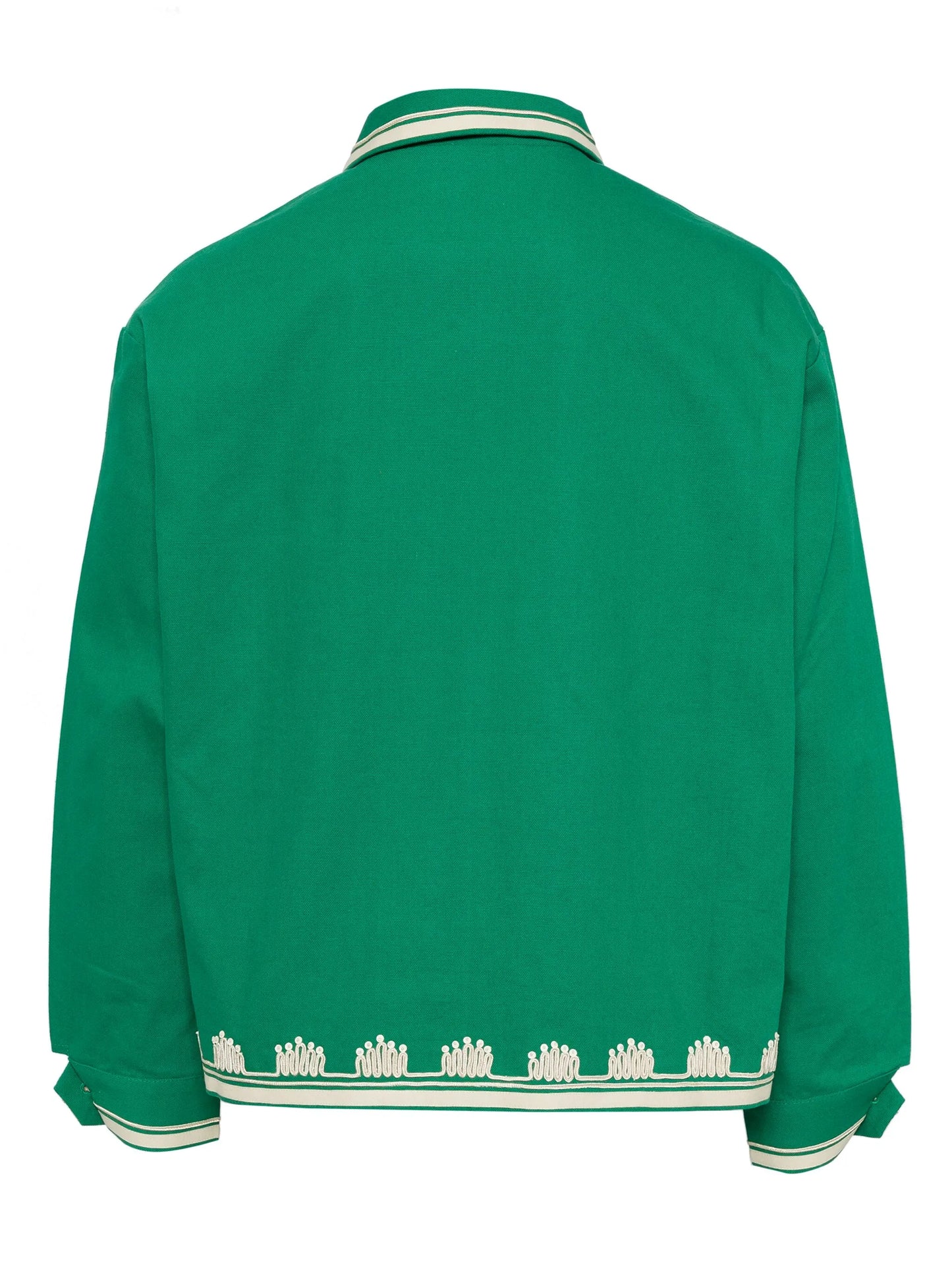 Ripple-appliqué zip-up shirt jacket