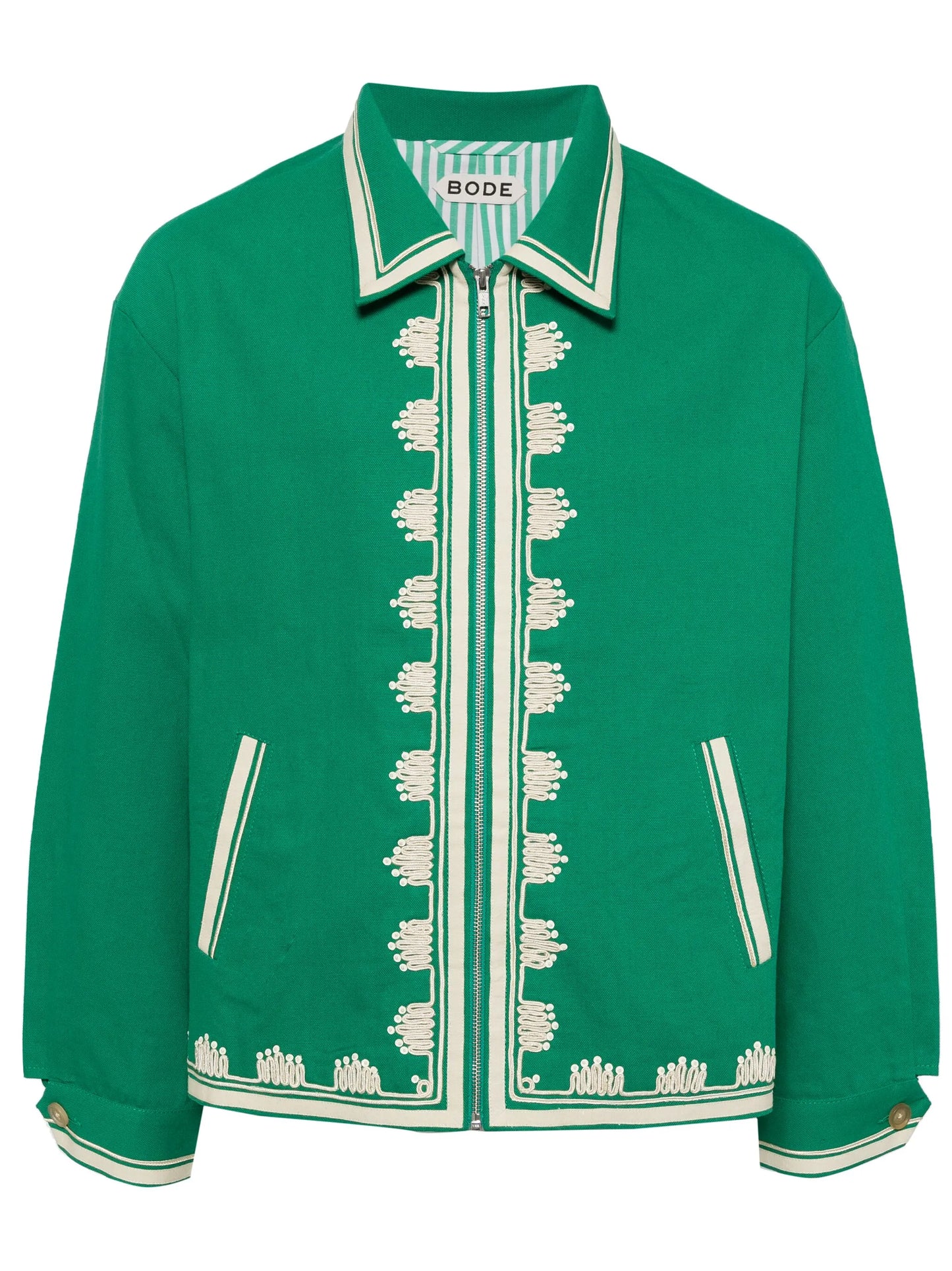 Ripple-appliqué zip-up shirt jacket
