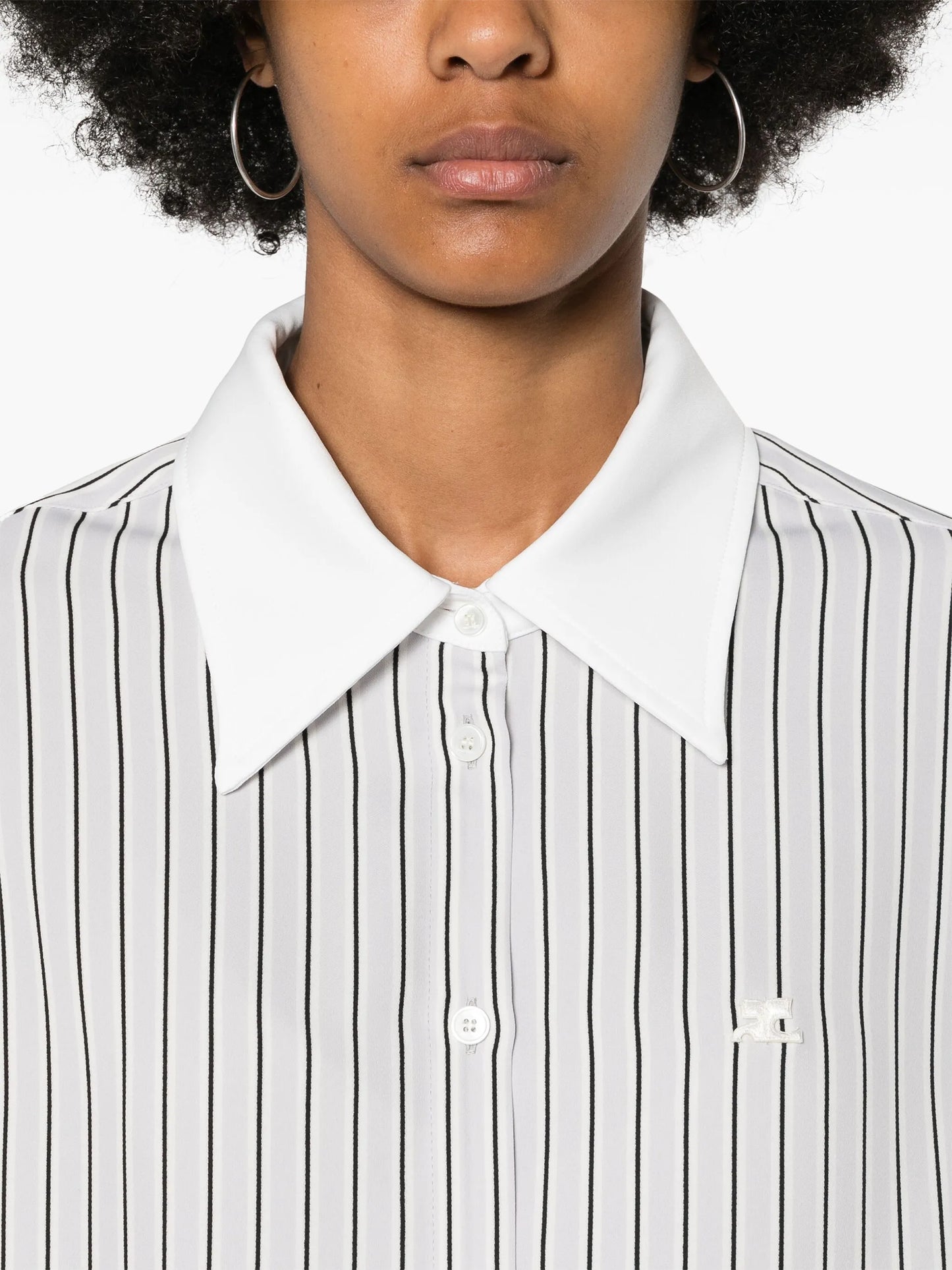 logo-patch striped shirt