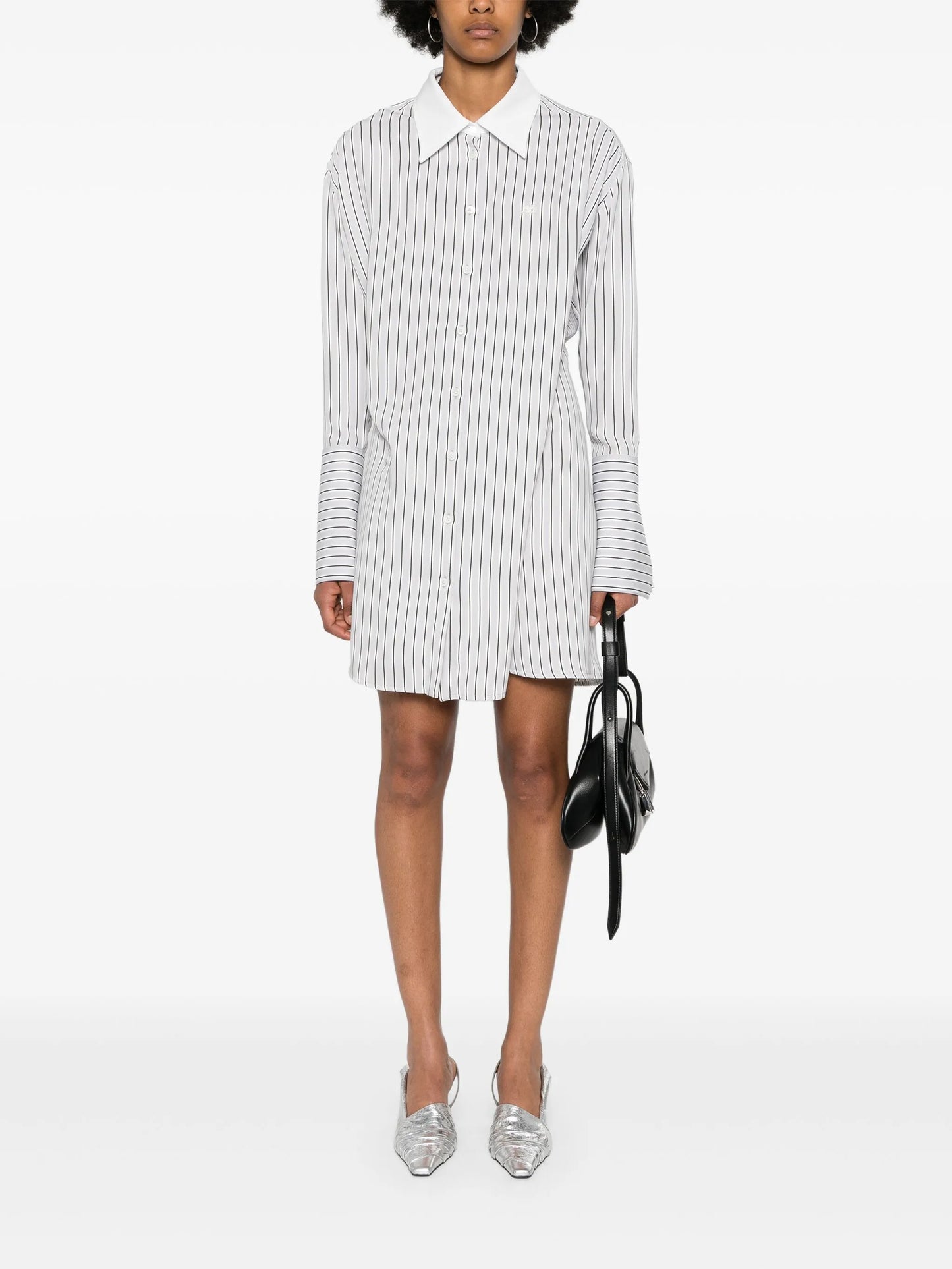 logo-patch striped shirt