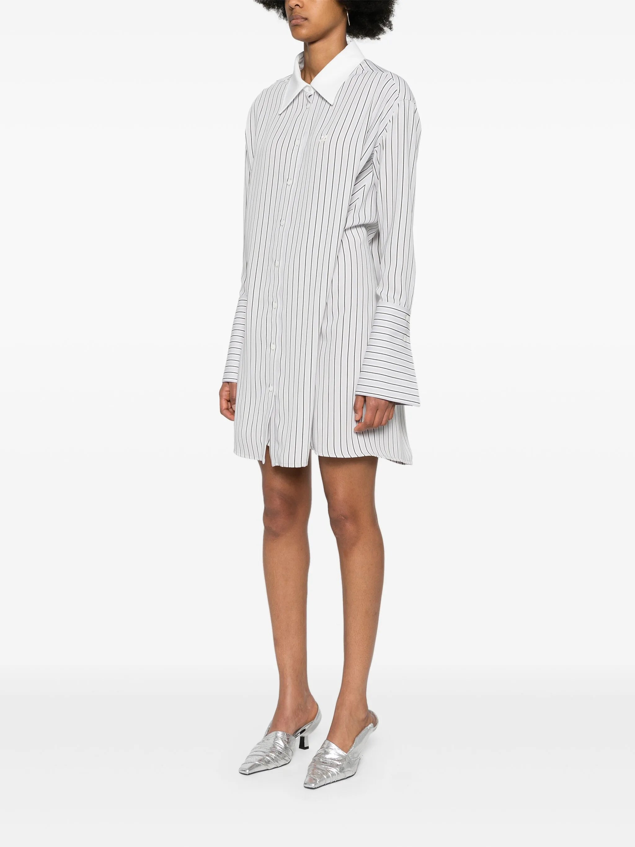 logo-patch striped shirt