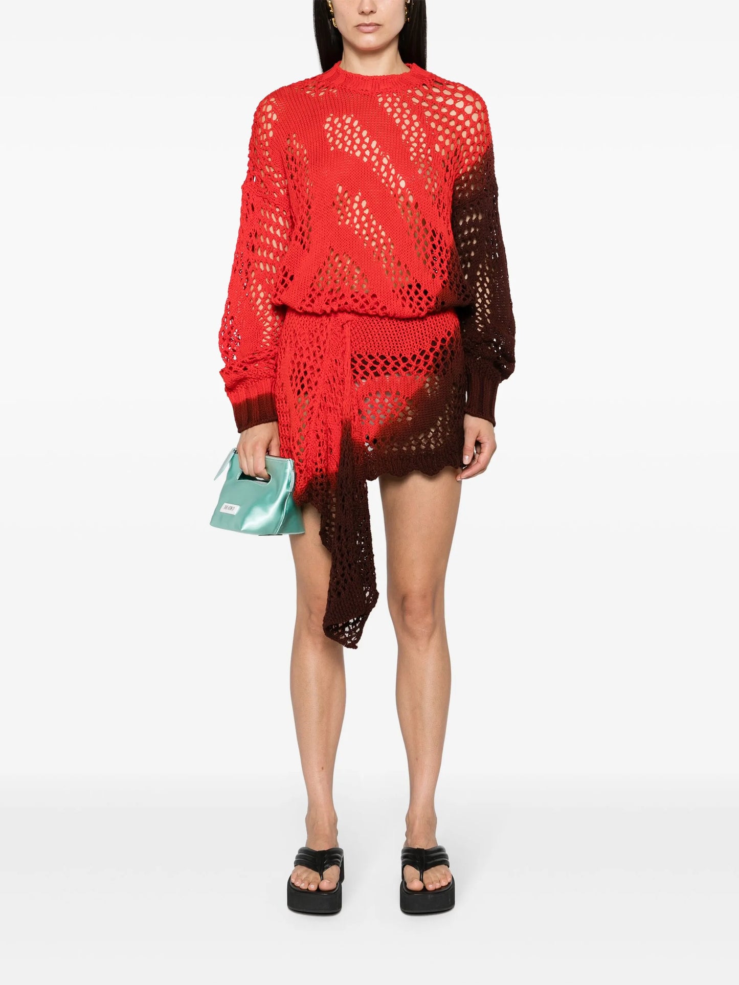 ombré open-knit miniskirt