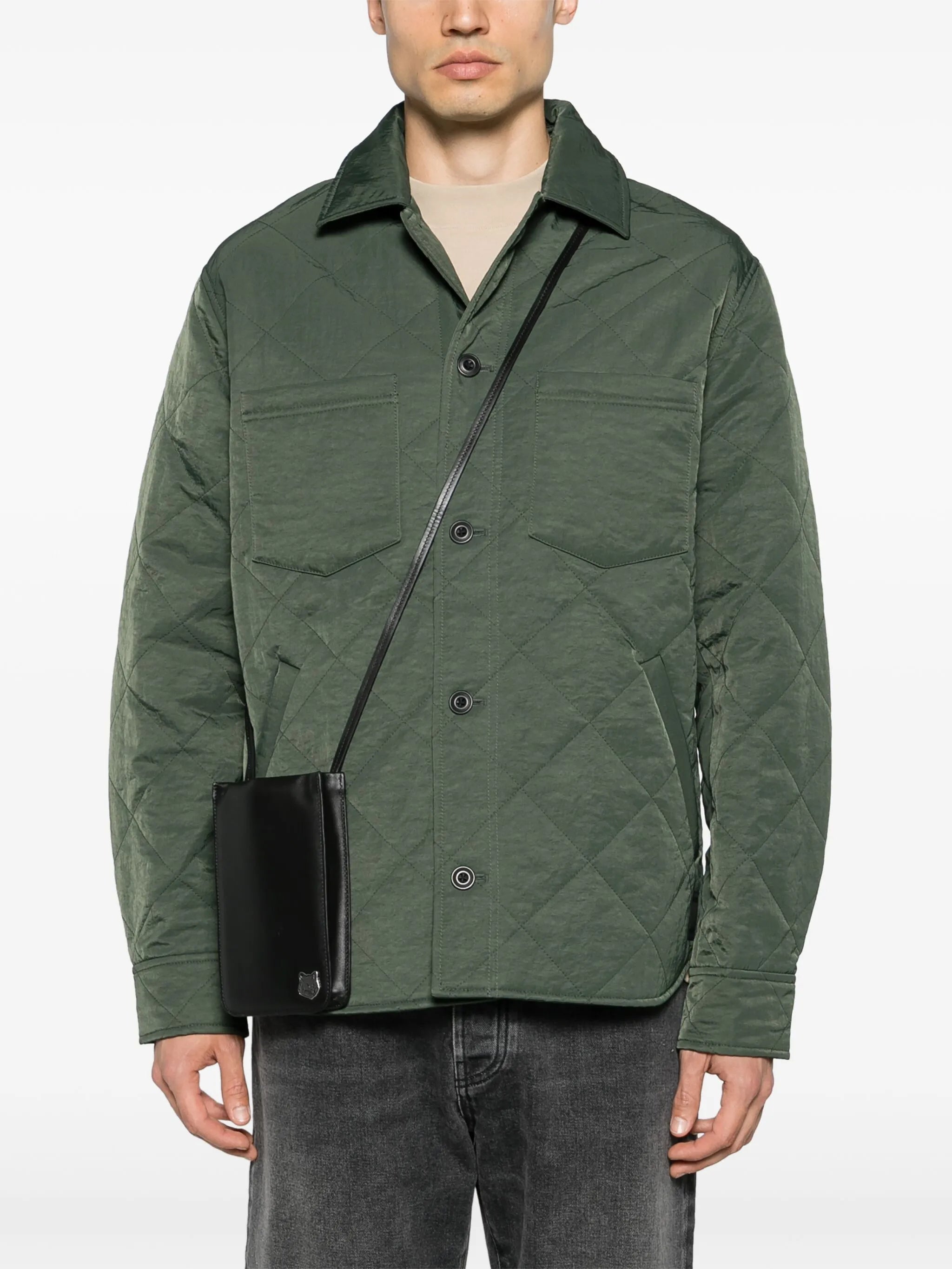Fox Head leather messenger bag