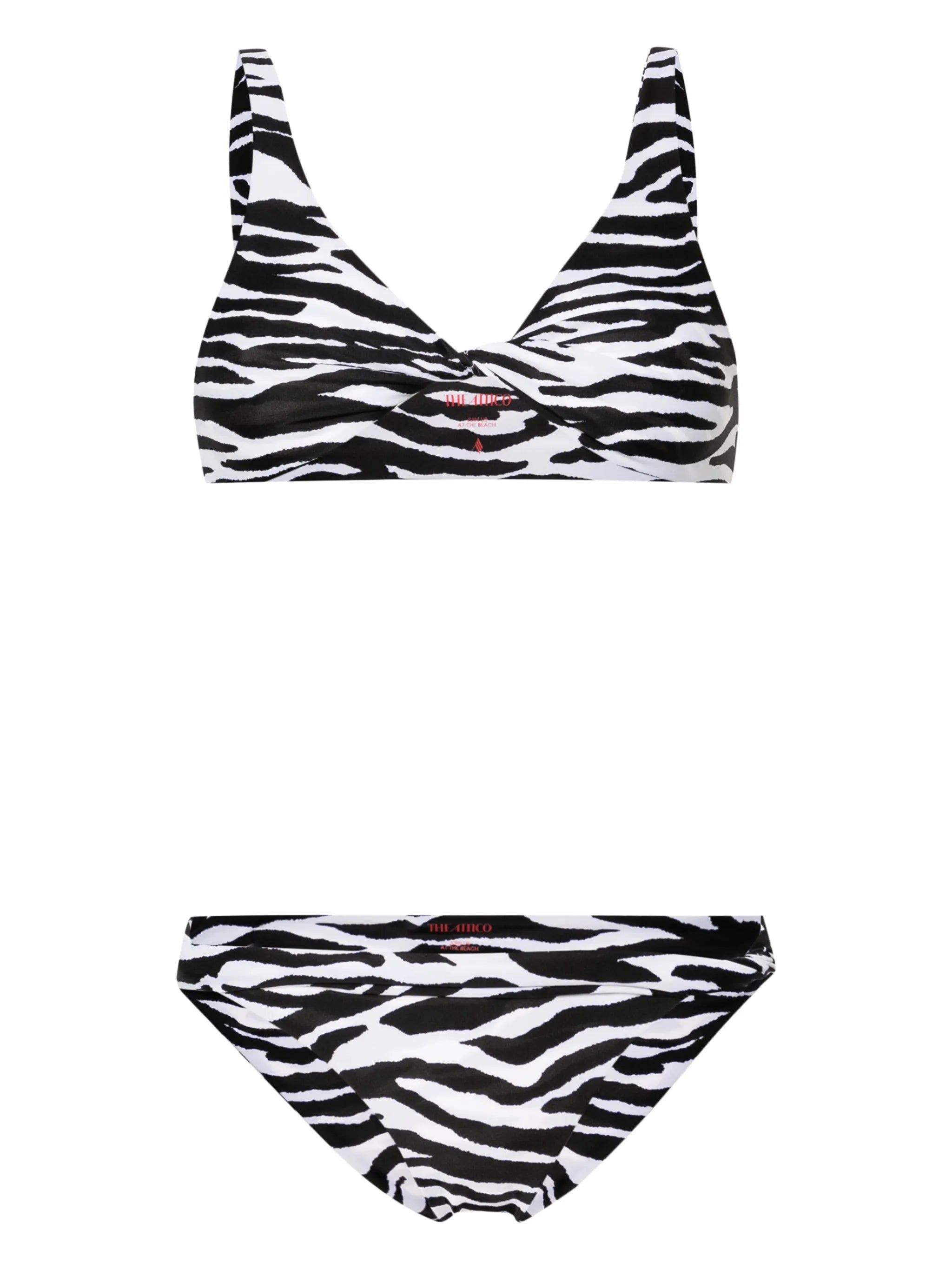 twist-detailing zebra-print bikini