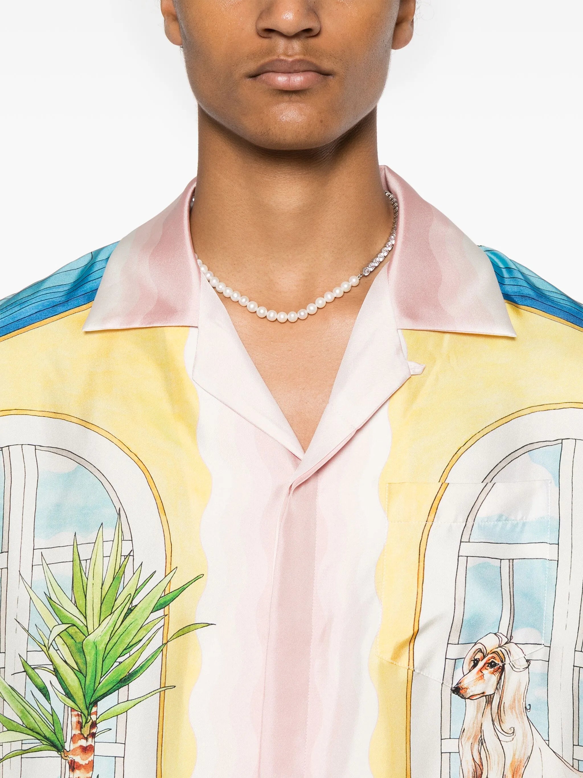 Apartement-print silk shirt