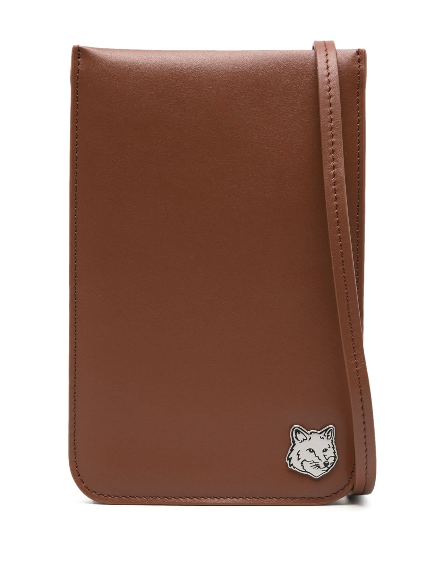 Fox Head leather messenger bag