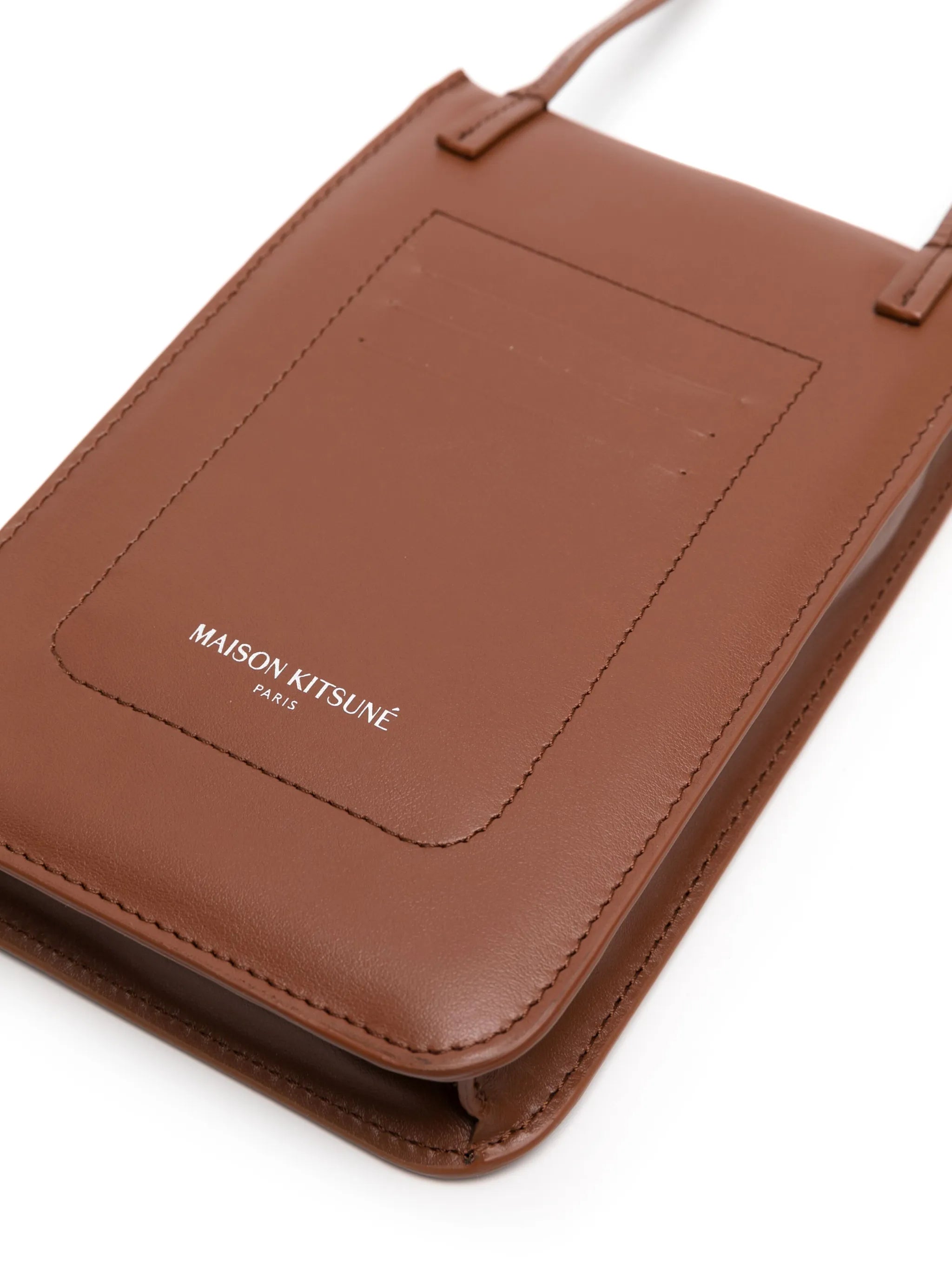 Fox Head leather messenger bag