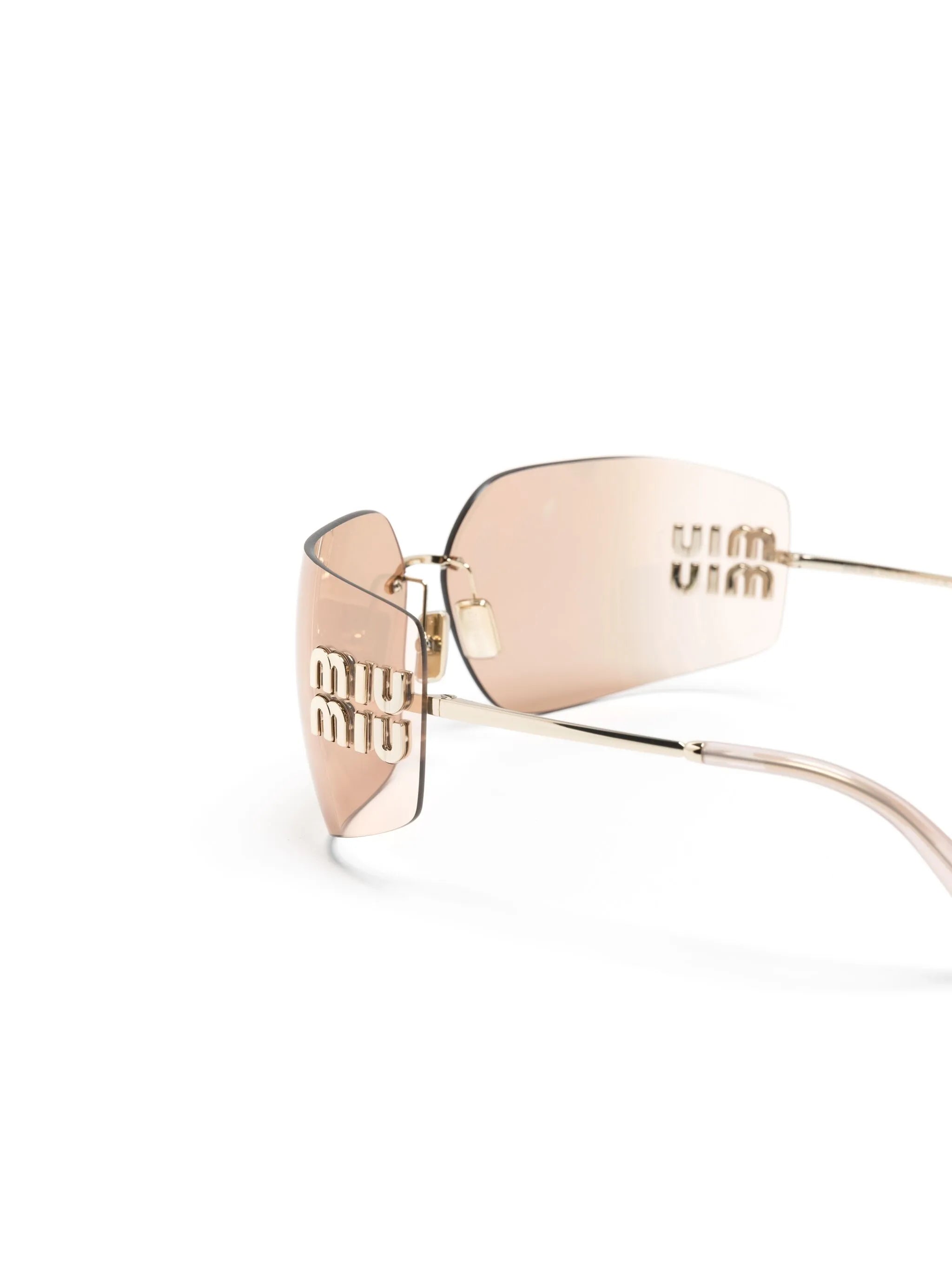 logo-plaque wraparound-frame sunglasses