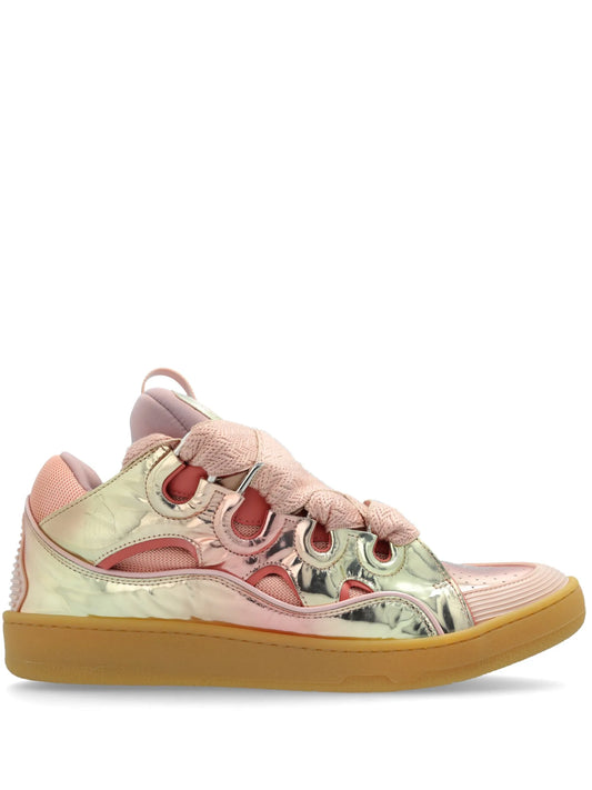 Curb metallic leather sneakers