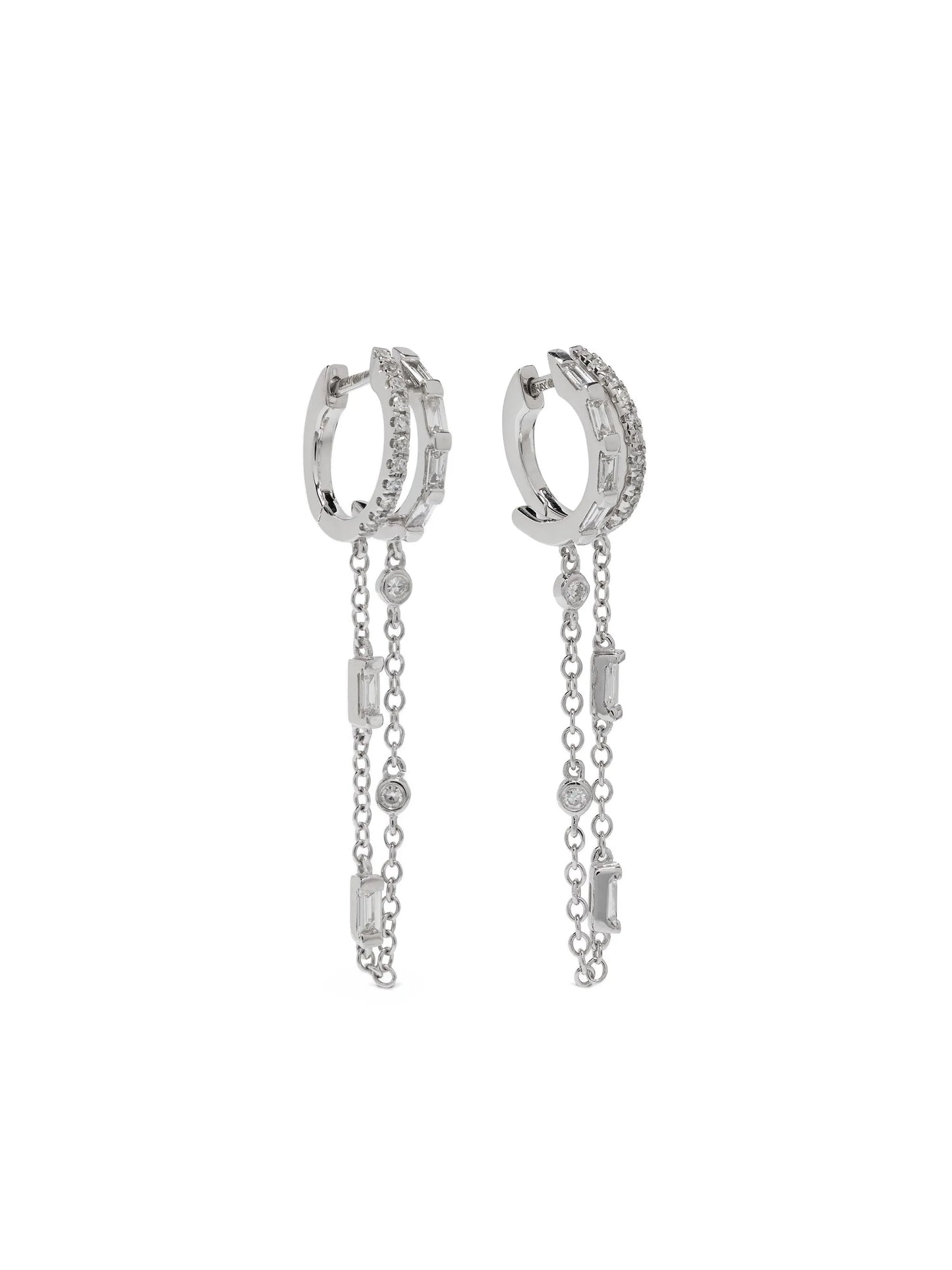 18kt white gold Diamond Double Mixed Fringe earrings