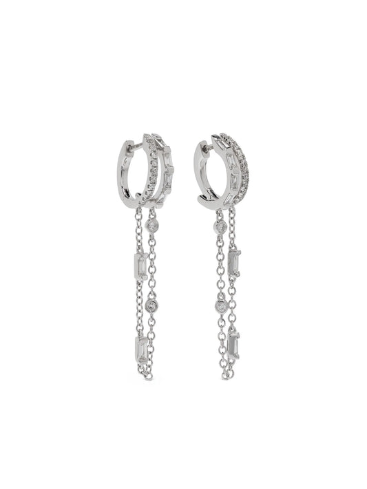 18kt white gold Diamond Double Mixed Fringe earrings