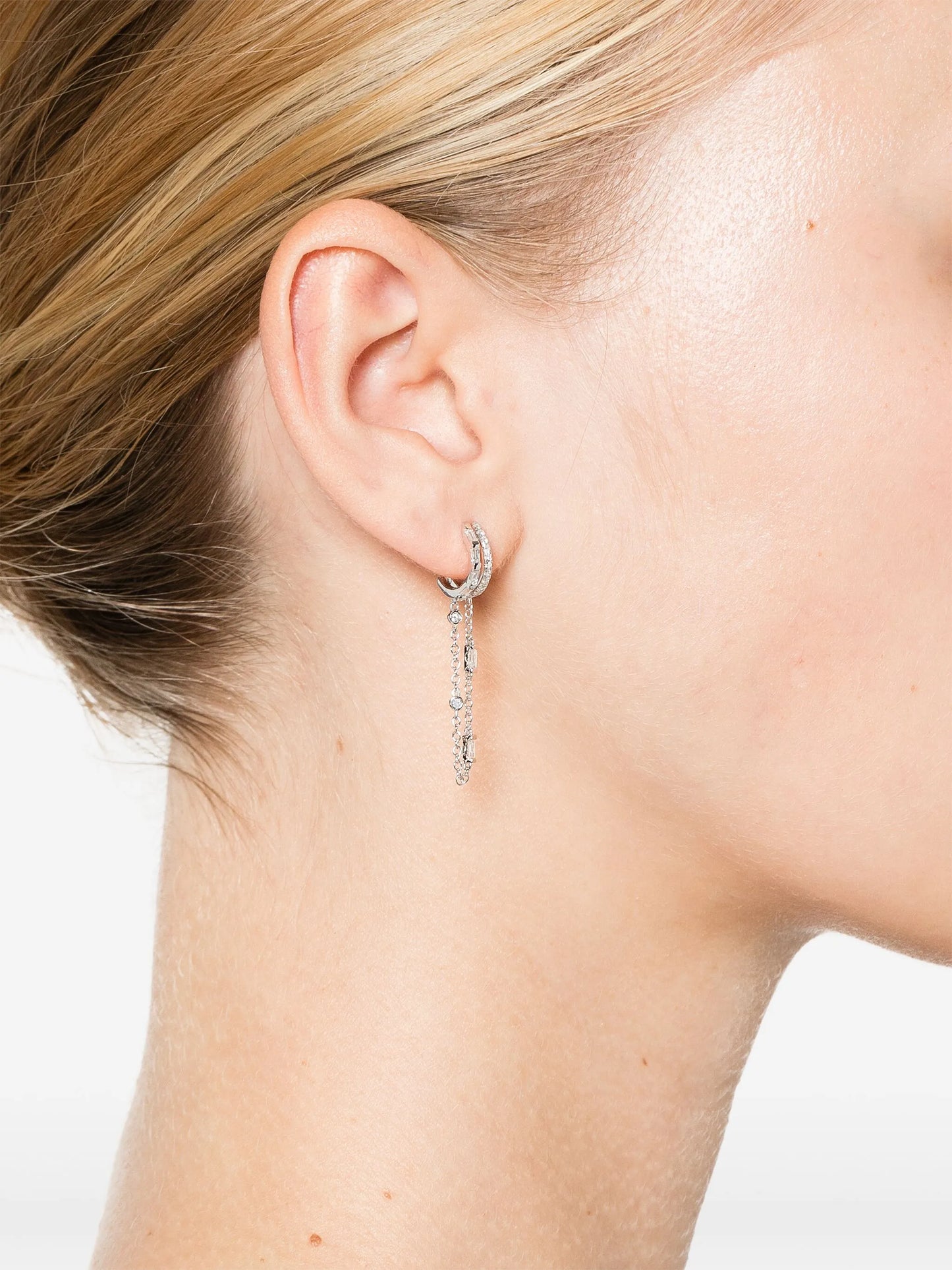 18kt white gold Diamond Double Mixed Fringe earrings