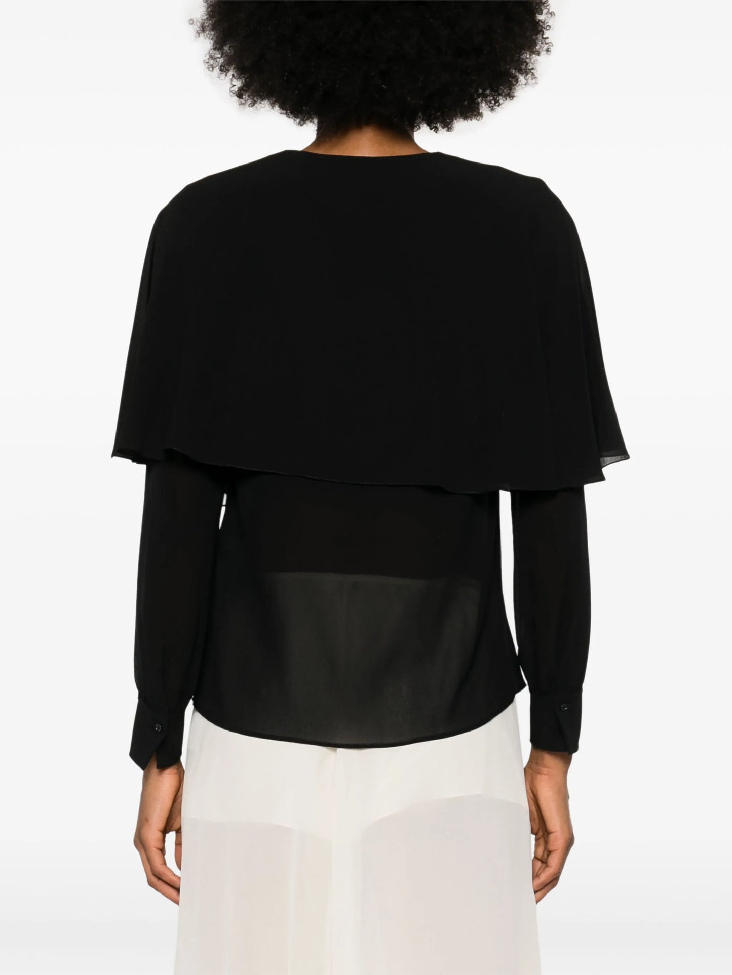 cape-attachment silk shirt