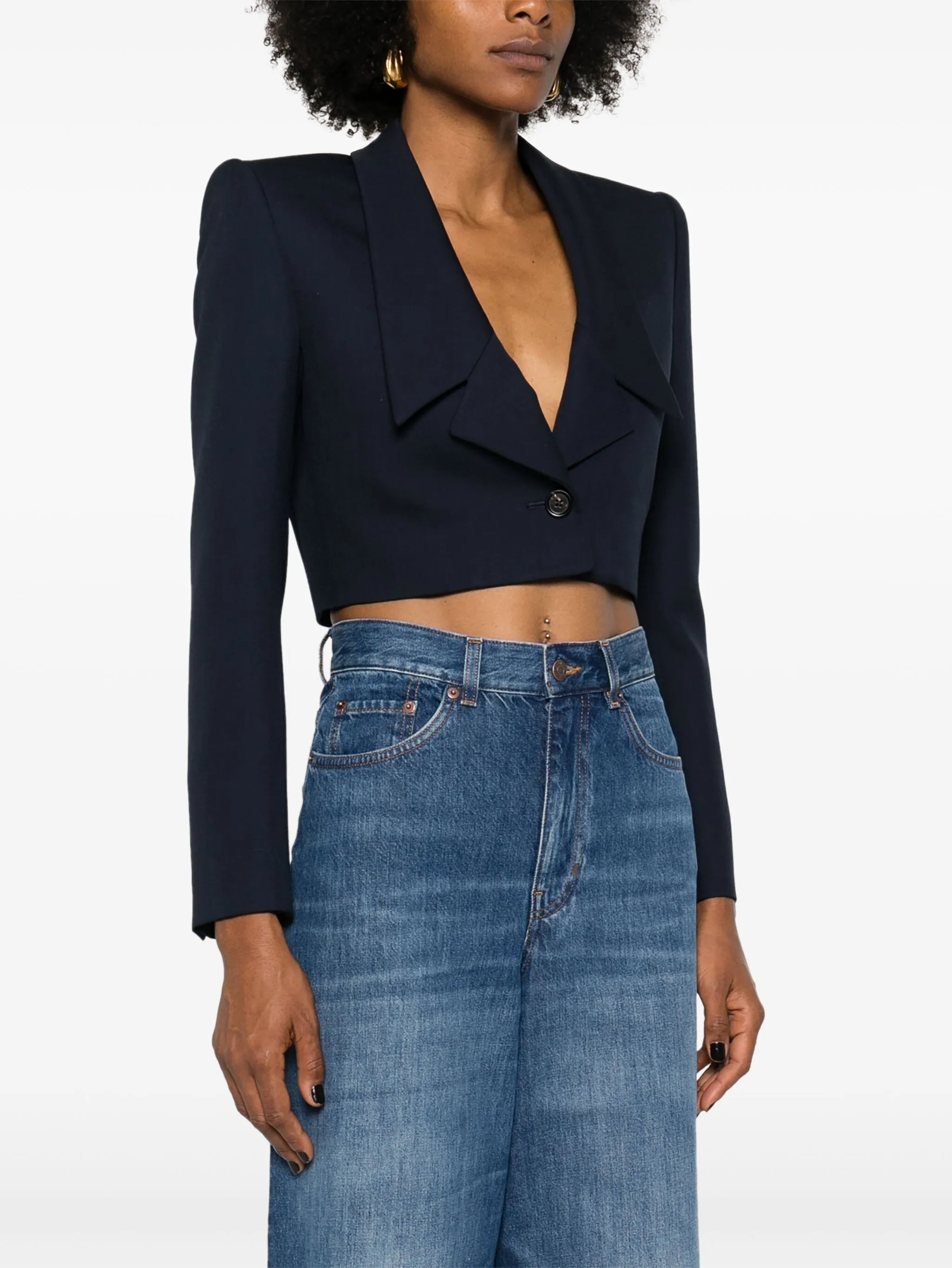single-breasted cropped blazer