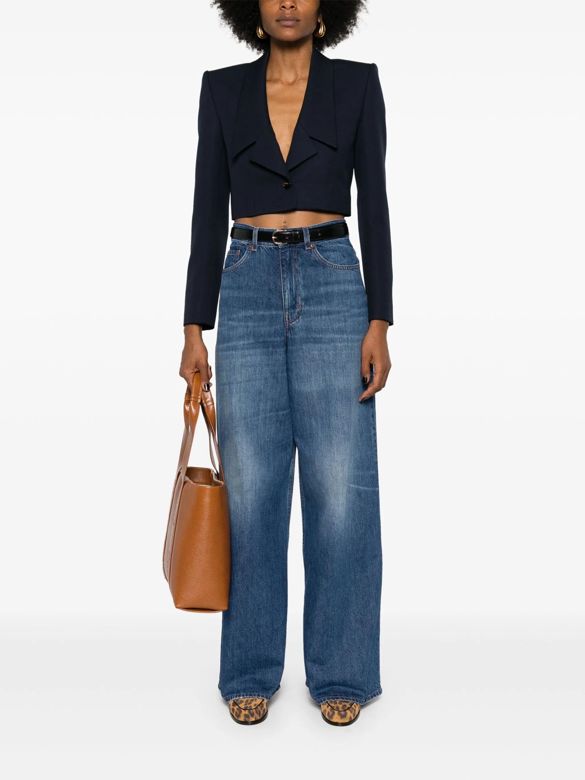 single-breasted cropped blazer
