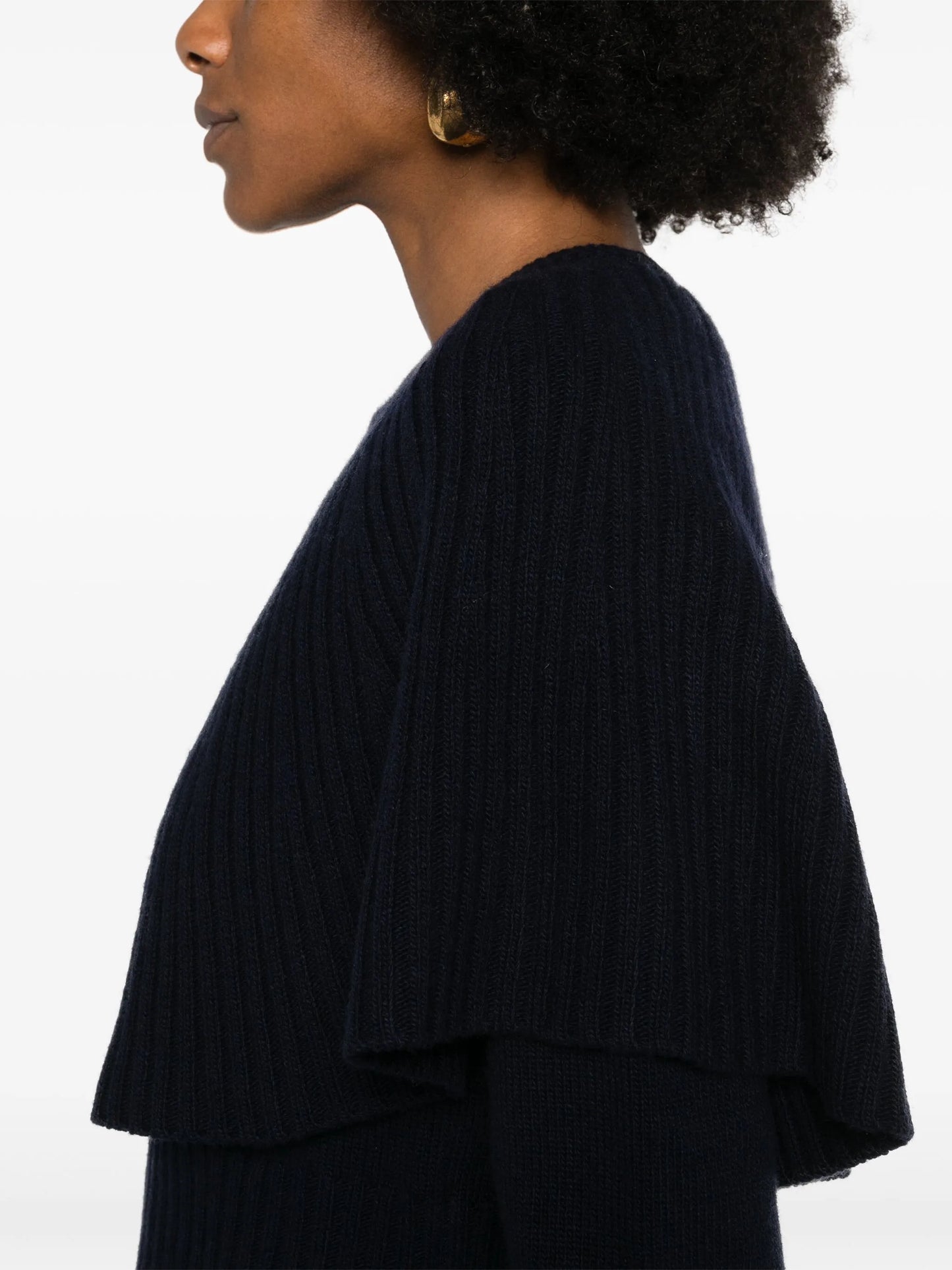 cape-attachment ribbed jumper