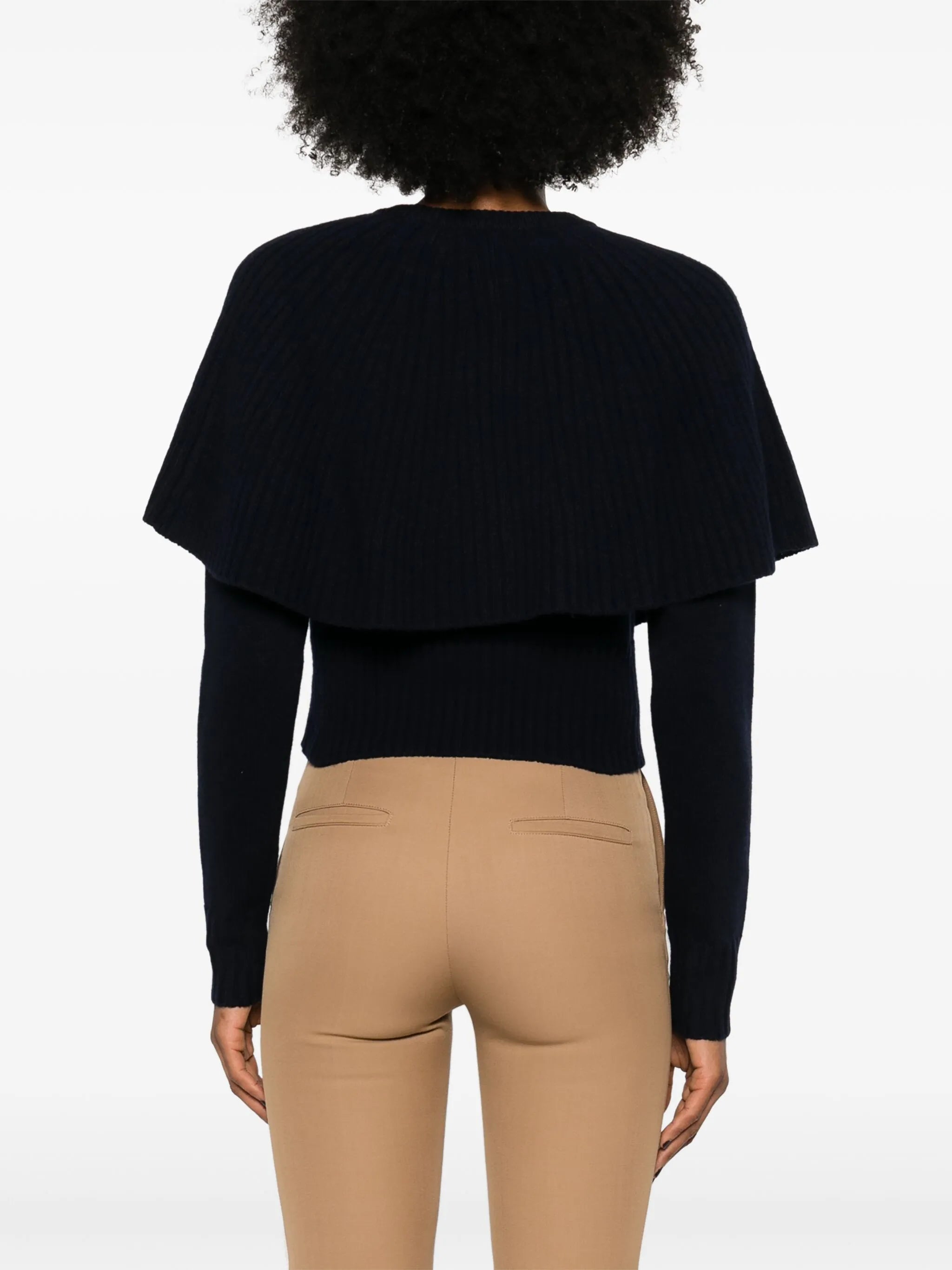 cape-attachment ribbed jumper