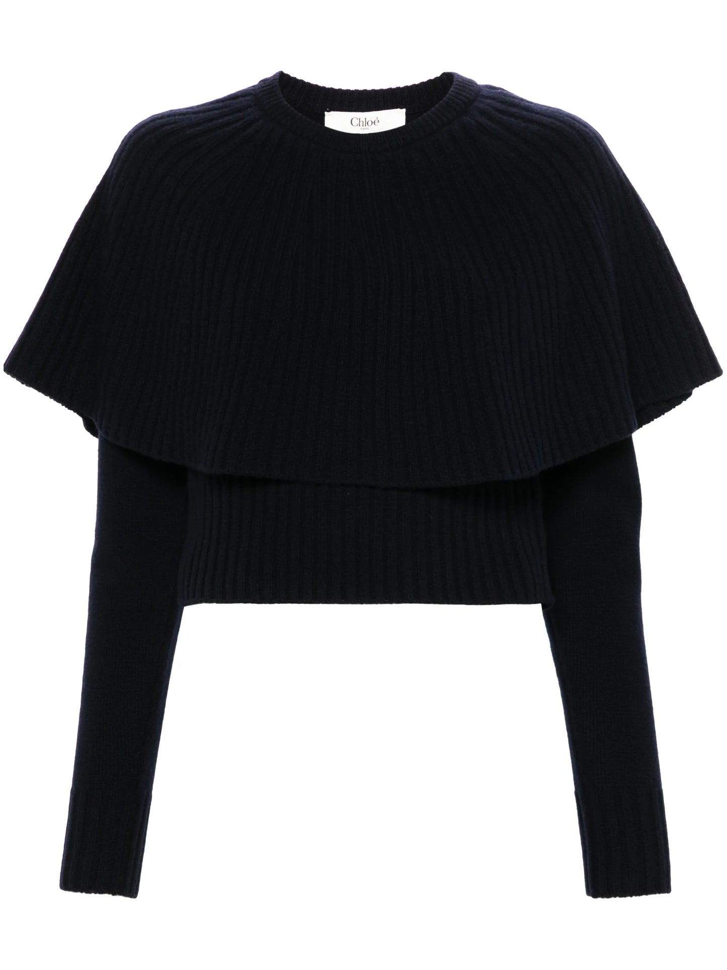 cape-attachment ribbed jumper
