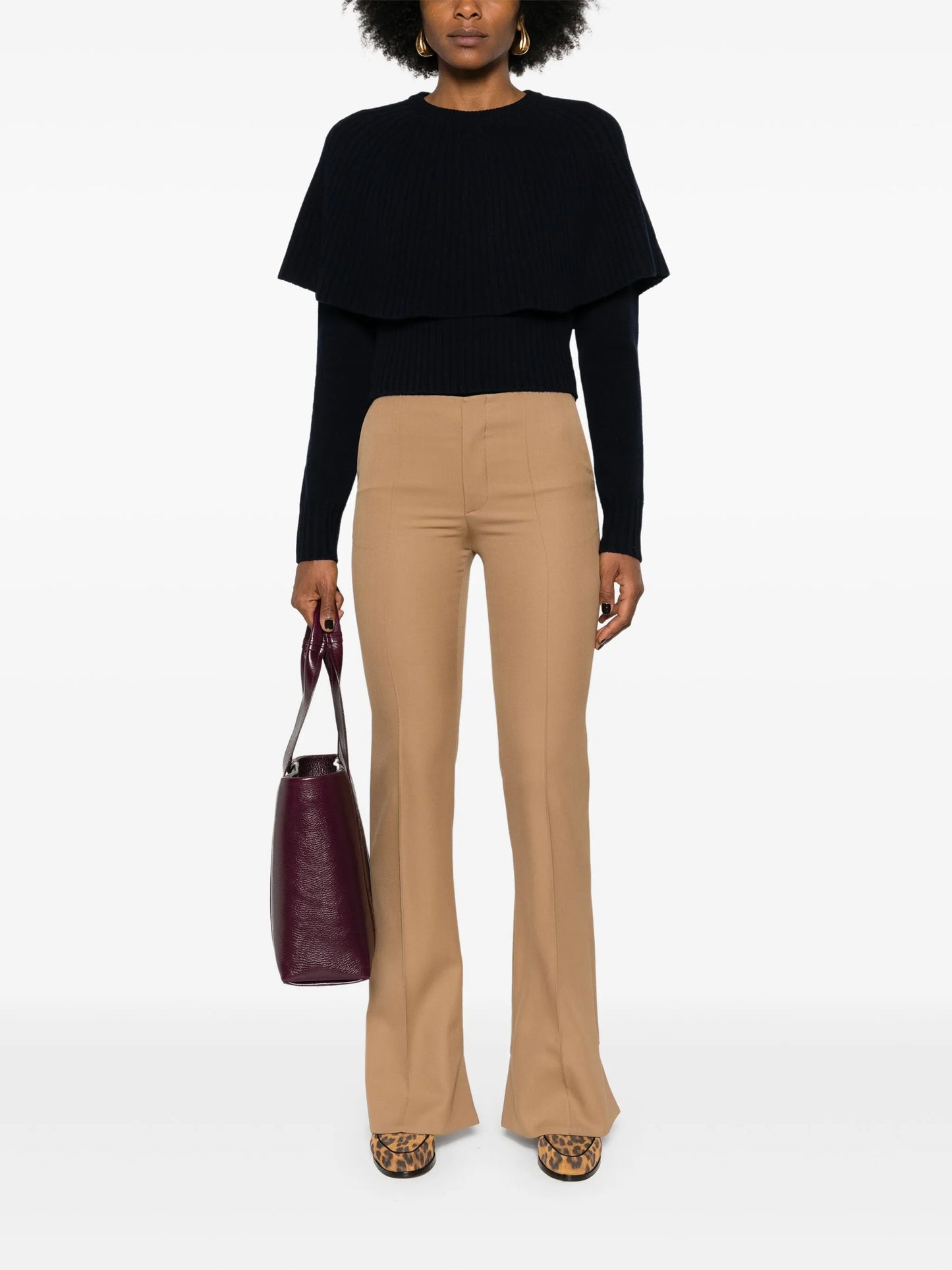 cape-attachment ribbed jumper