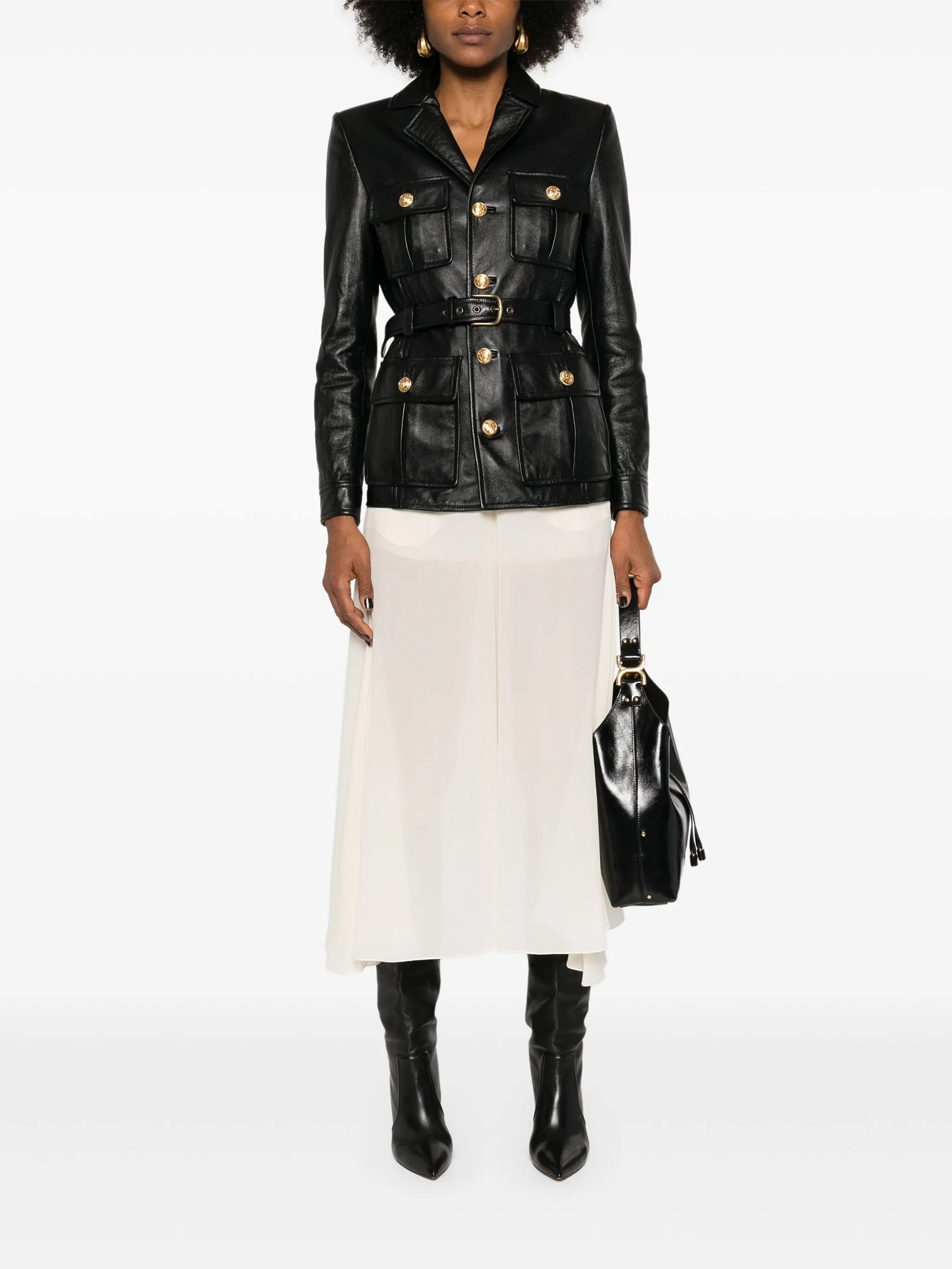 belted leather jacket