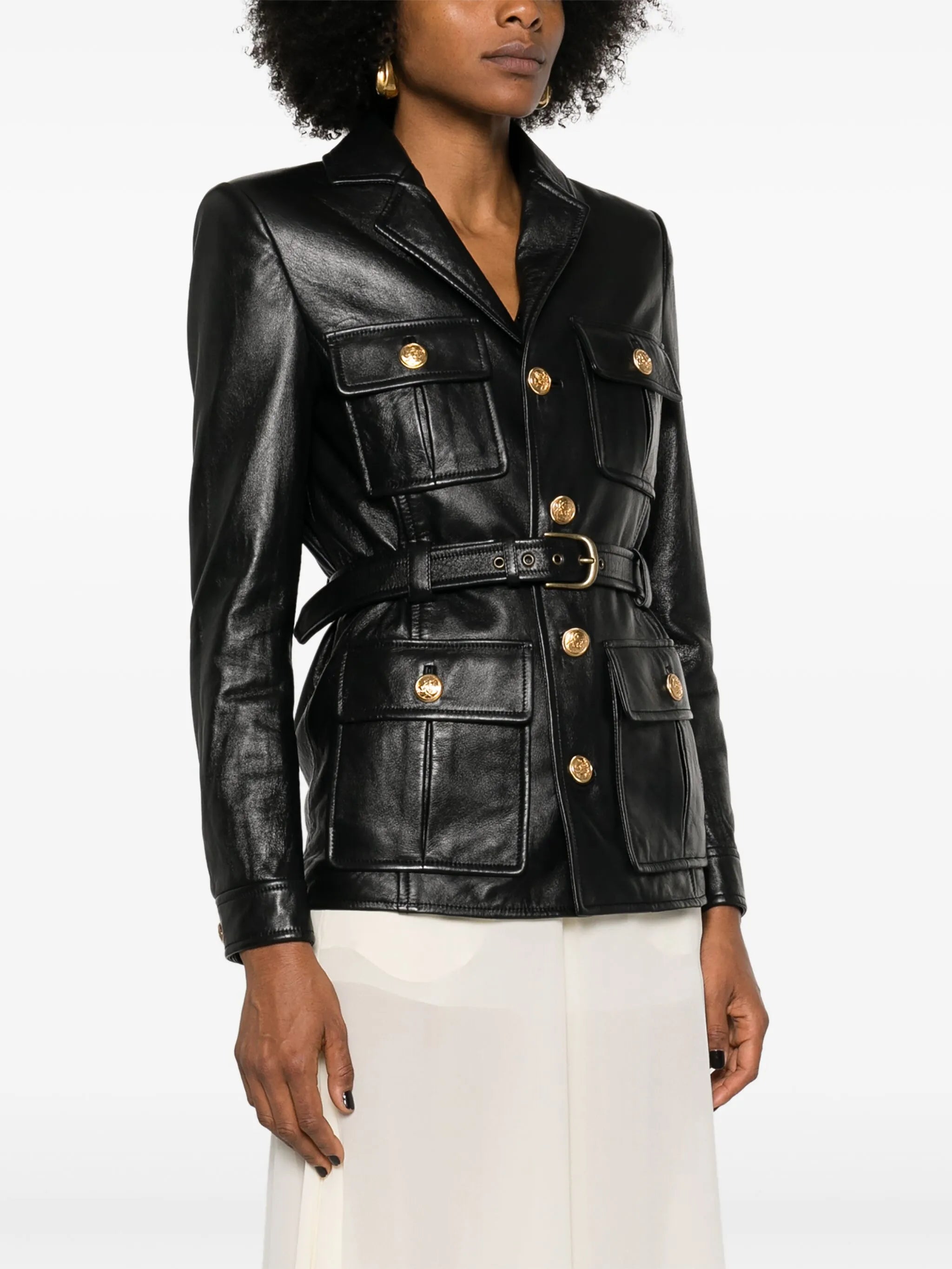 belted leather jacket