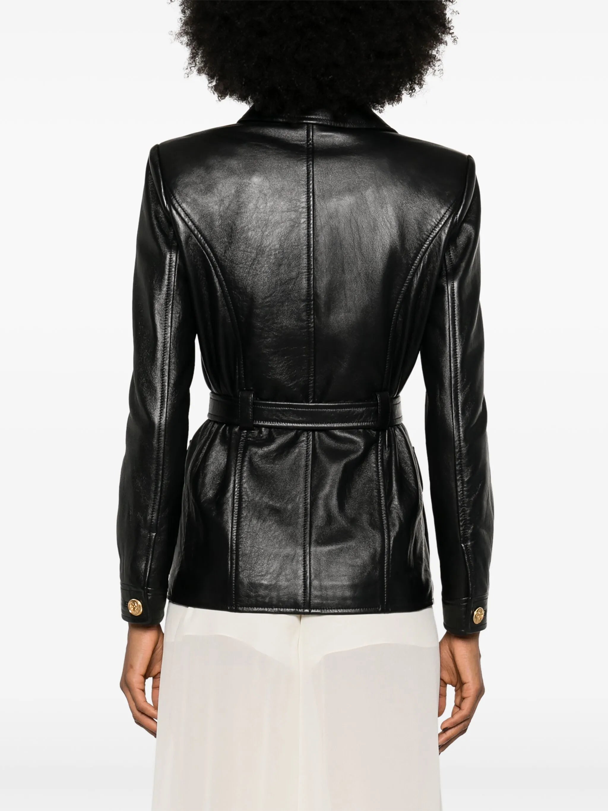 belted leather jacket