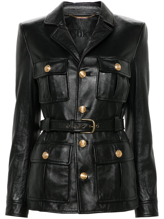 belted leather jacket