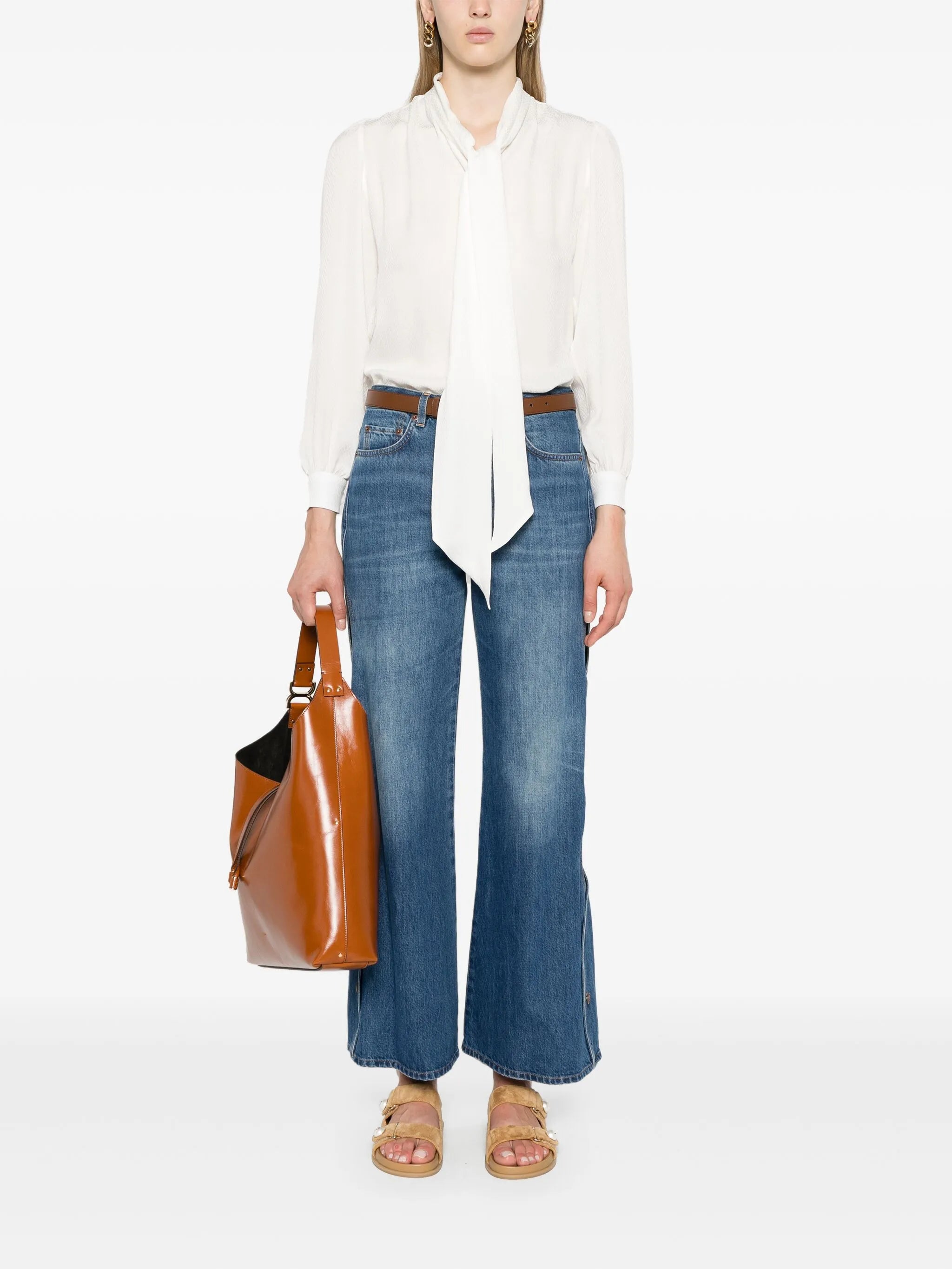 cut-out cropped jeans